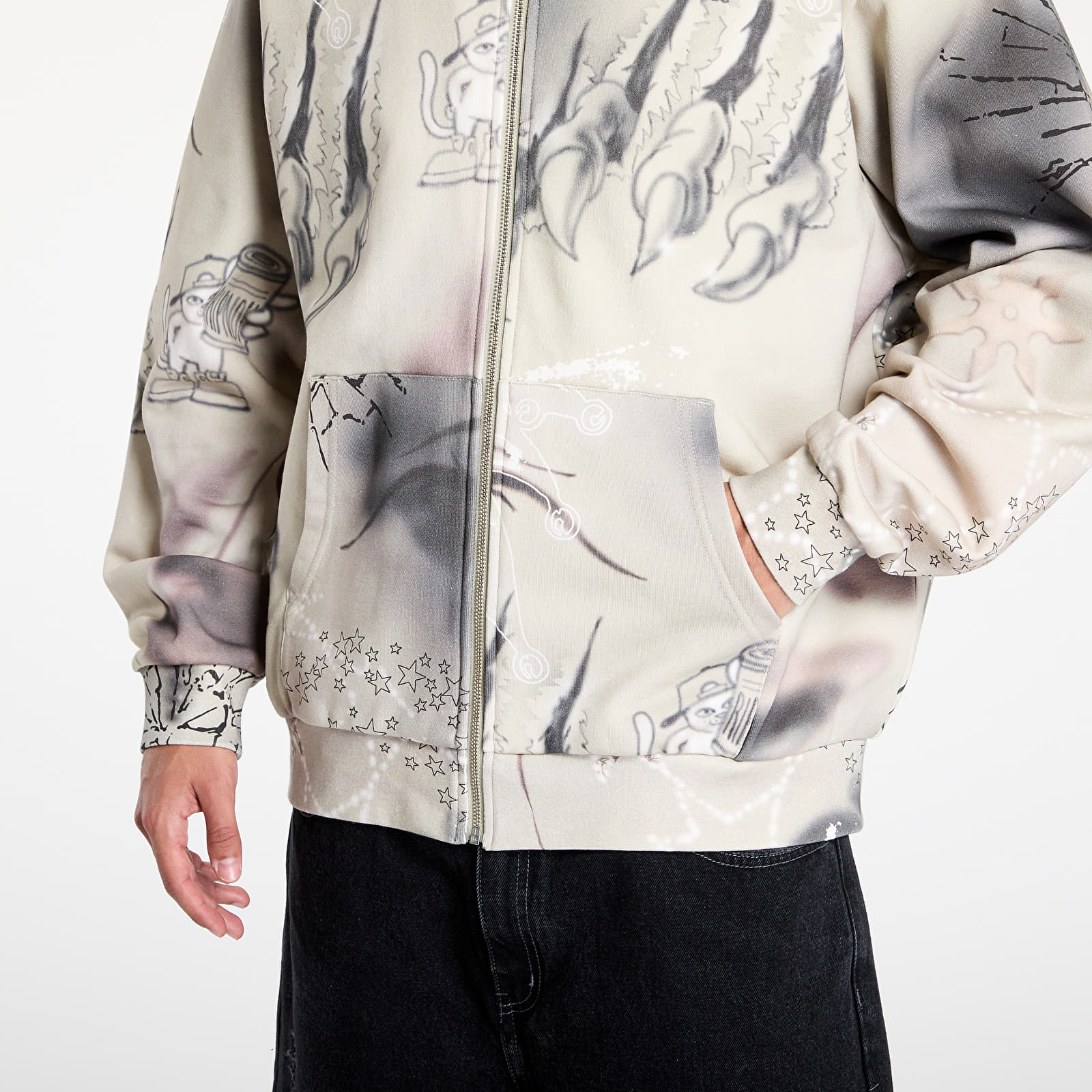 Muške majice RIPNDIP Stargazing Zip Up Hoodie Off White