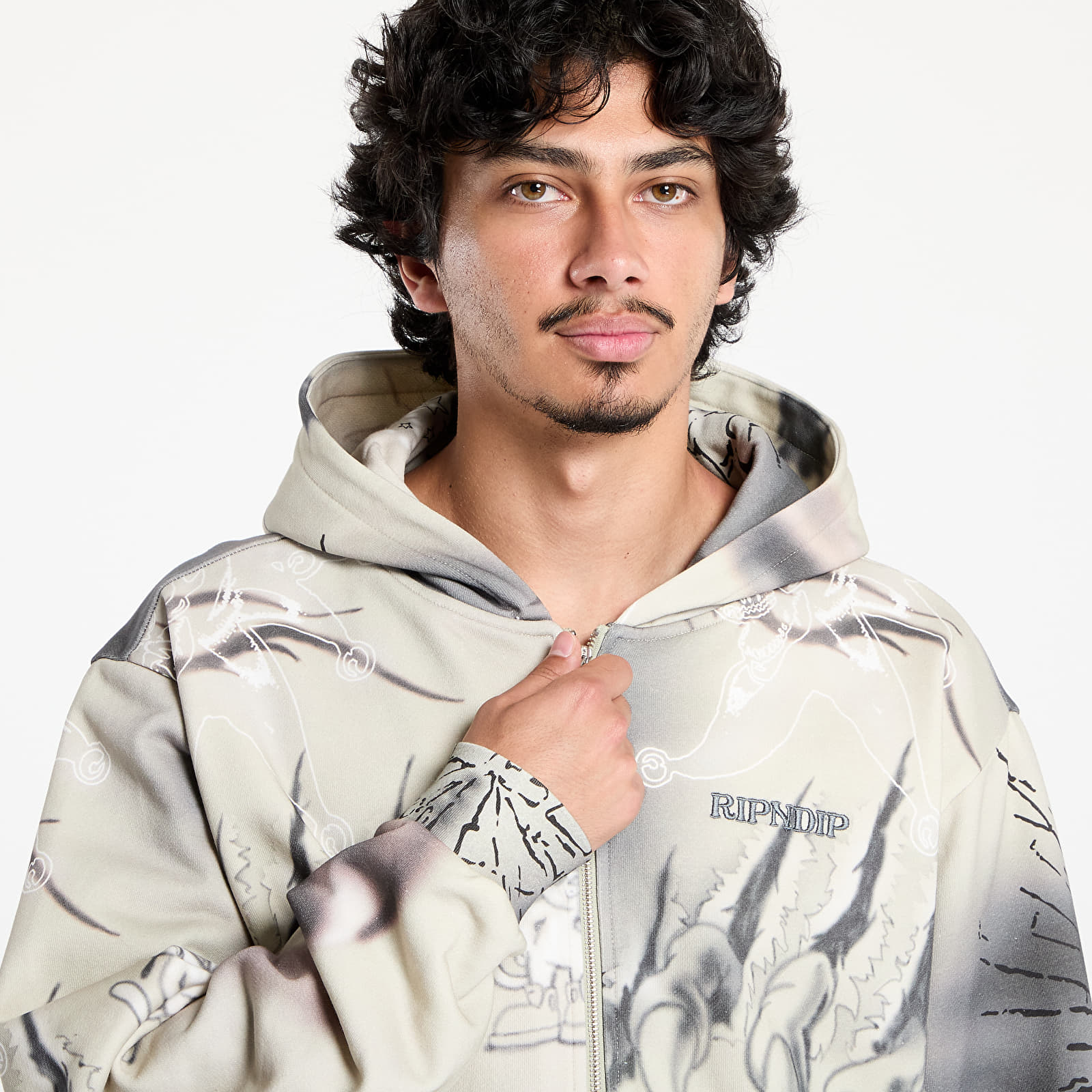 Muške majice RIPNDIP Stargazing Zip Up Hoodie Off White