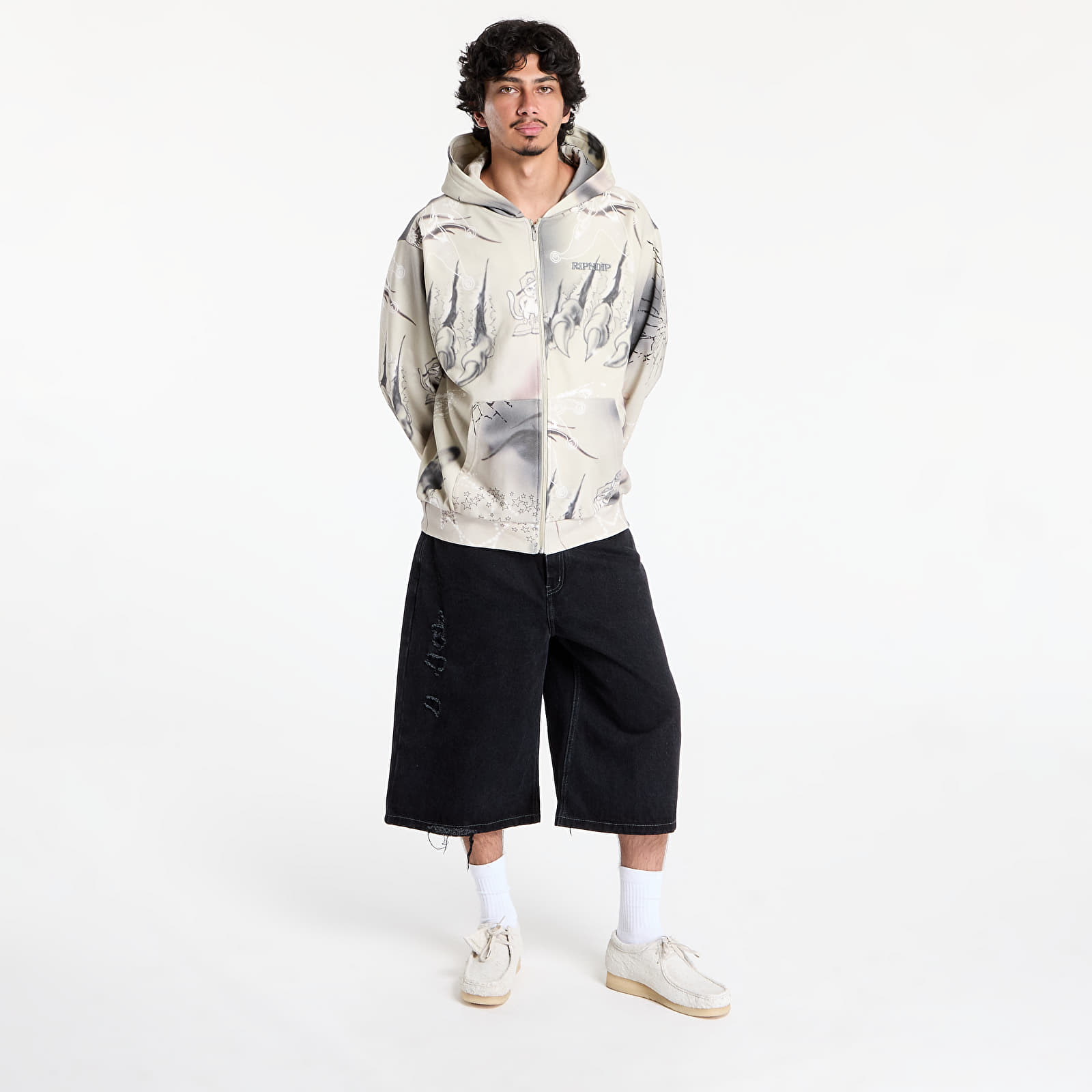 Muške majice RIPNDIP Stargazing Zip Up Hoodie Off White