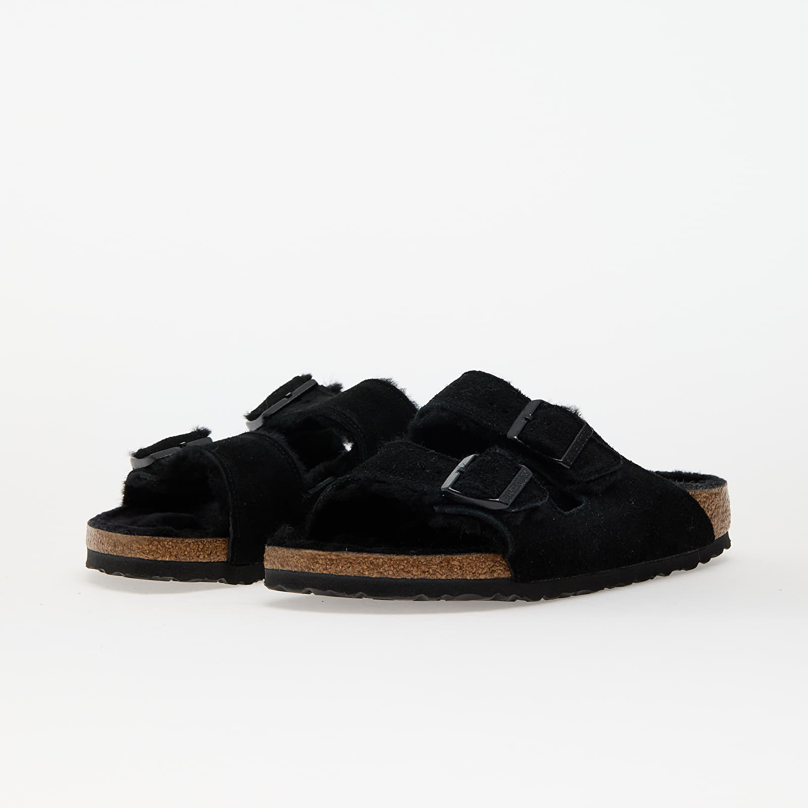 Дамски кецове и обувки Birkenstock Arizona Shearling Suede Leather/ Fur Black