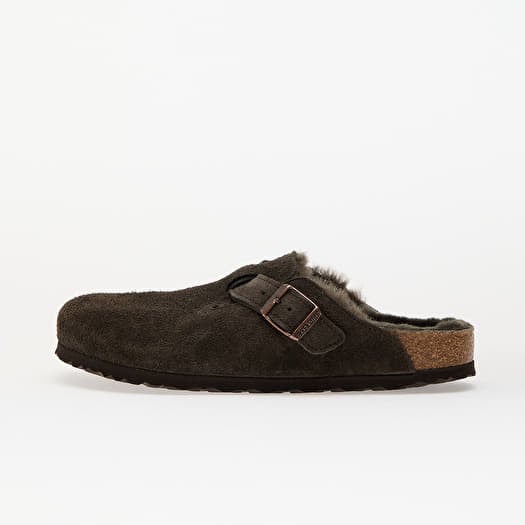Birkenstock Boston Shearling Suede Leather/ Fur Mocca