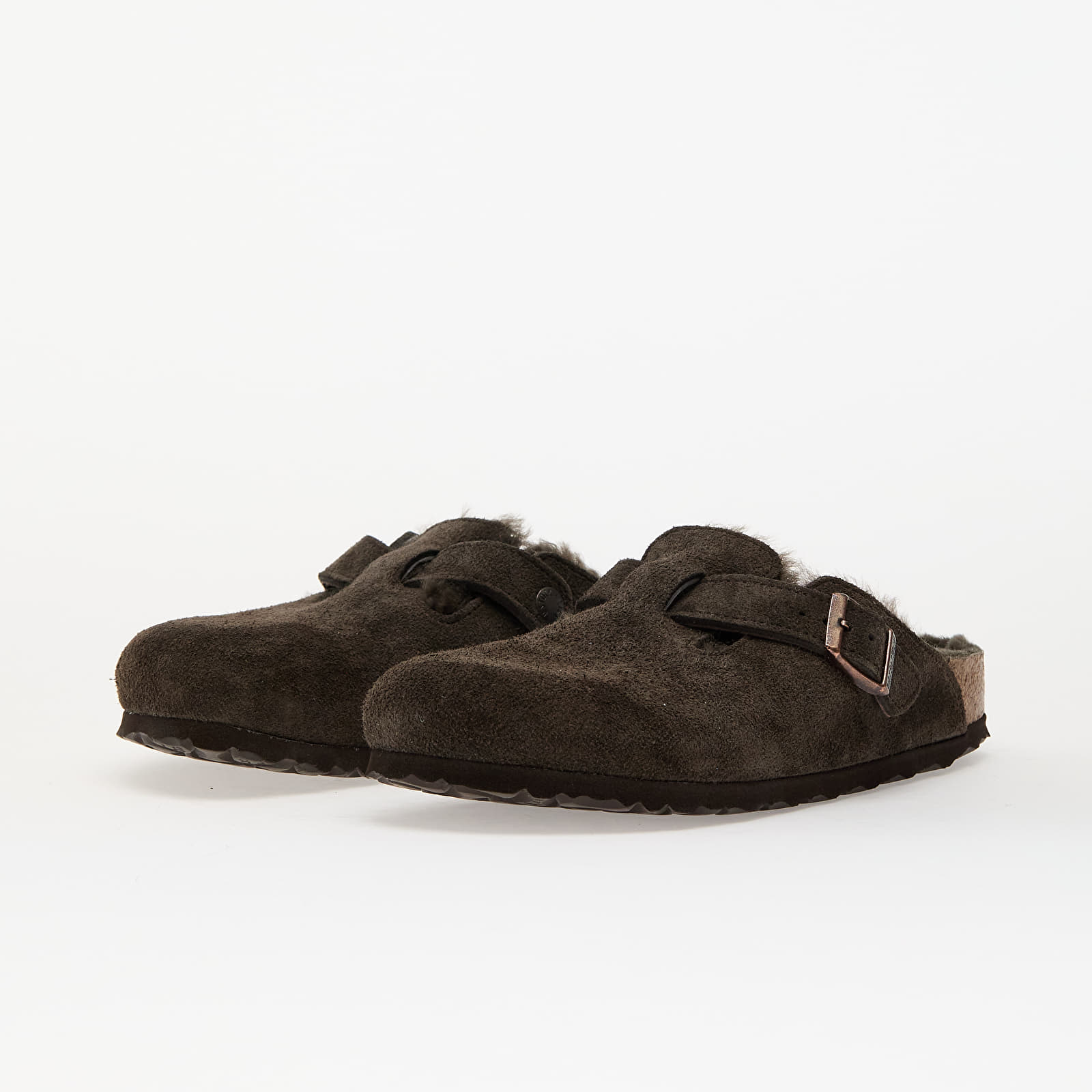 Sneakers und Schuhe für Frauen Birkenstock Boston Shearling Suede Leather/ Fur Mocca