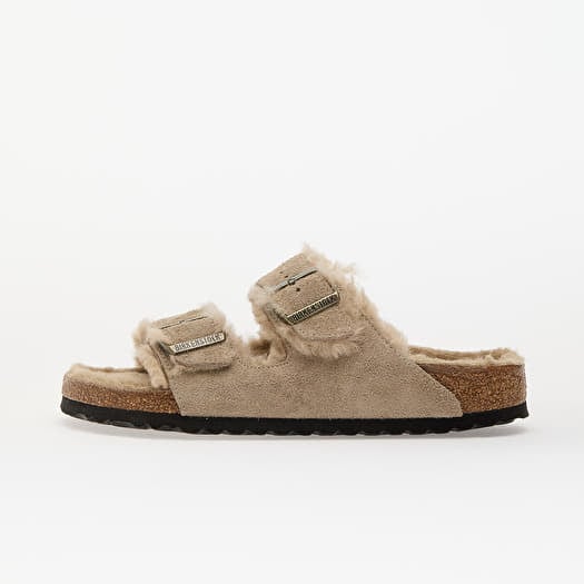 Birkenstock Arizona Shearling Suede Leather/ Fur Taupe