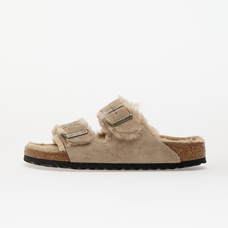 Birkenstock Arizona Shearling Suede Leather/ Fur Taupe