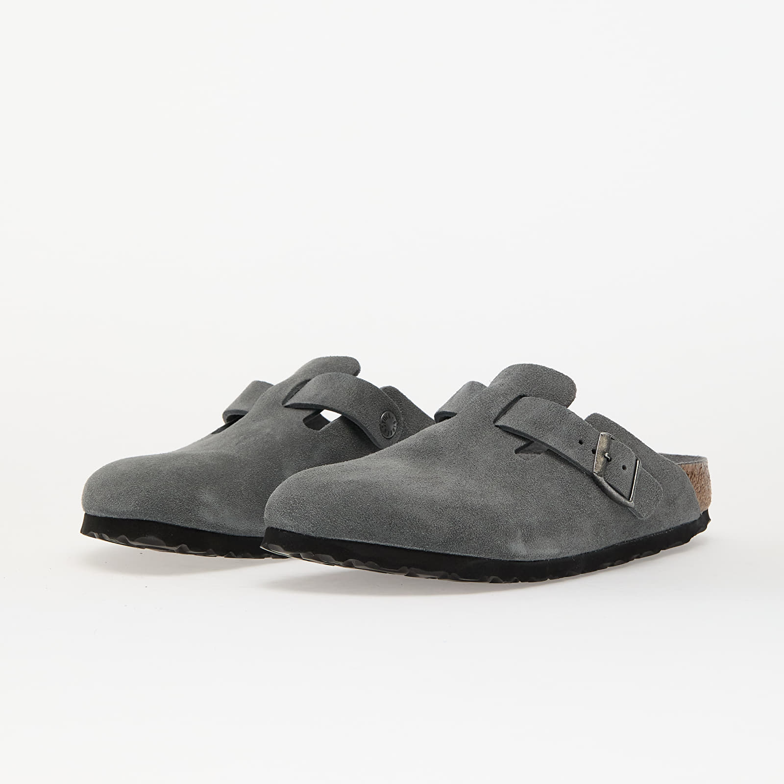 Naisten lenkkarit ja kengät Birkenstock Boston Soft Footbed Suede Leather Basalt Gray Tonal Fb