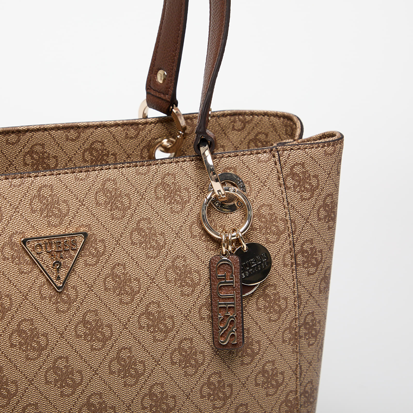 Τσάντα GUESS Noelle II Tote Latte Logo/Brown Universal