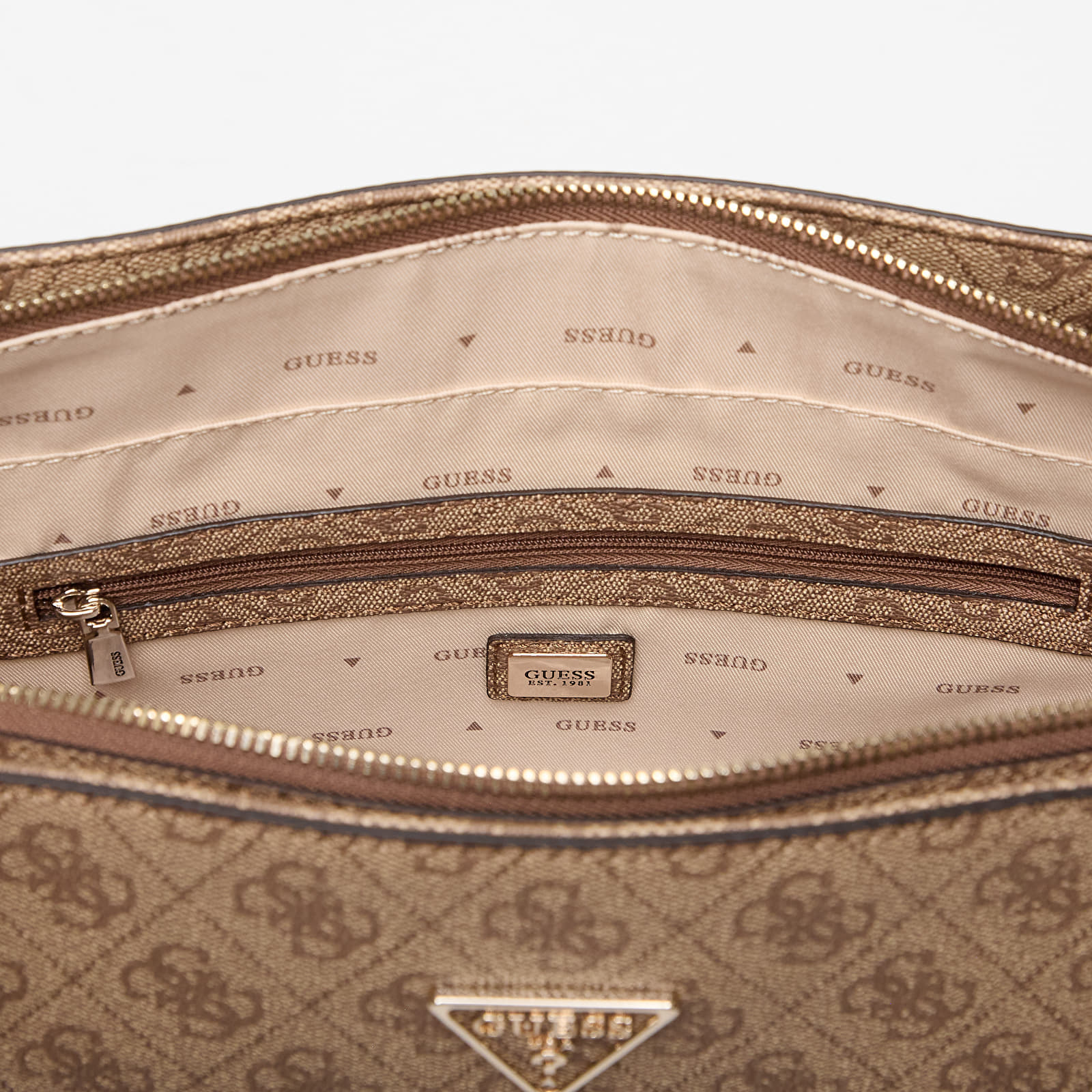 Τσάντα GUESS Noelle II Tote Latte Logo/Brown Universal