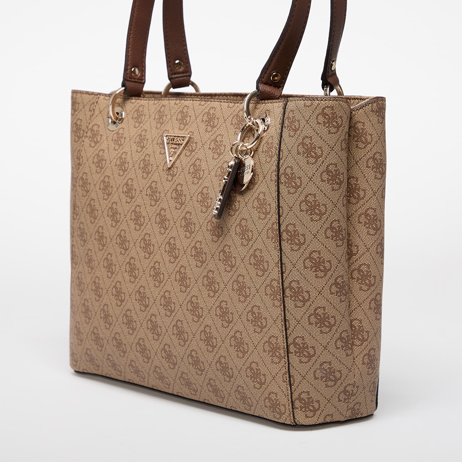 Τσάντα GUESS Noelle II Tote Latte Logo/Brown Universal