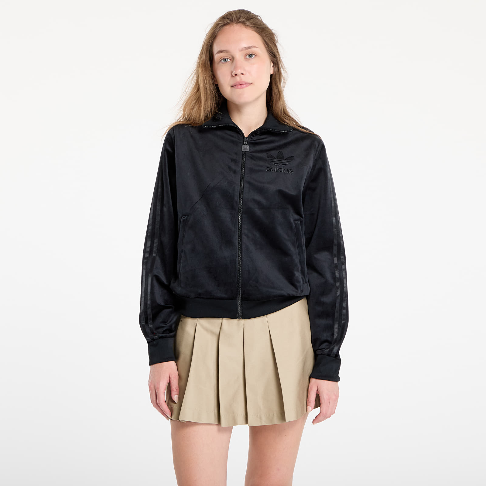 Женски потници adidas Adicolor Velour Track Top Black
