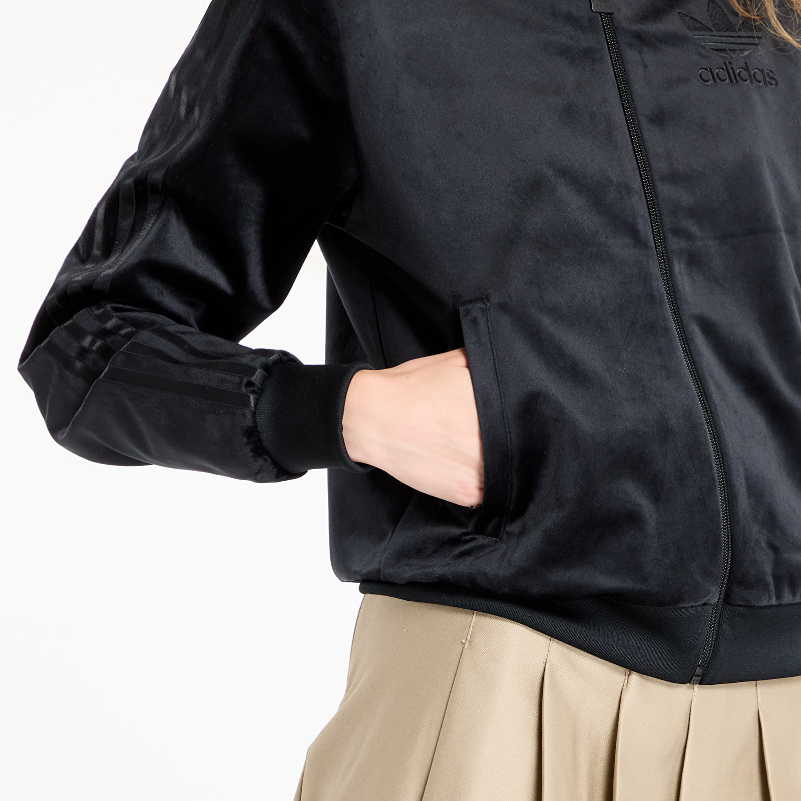 Женски потници adidas Adicolor Velour Track Top Black