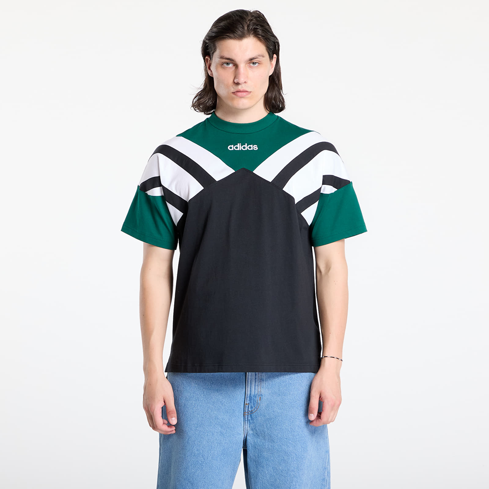 Koszulki męskie adidas Archive Cutline T-Shirt Black/ Collegiate Green