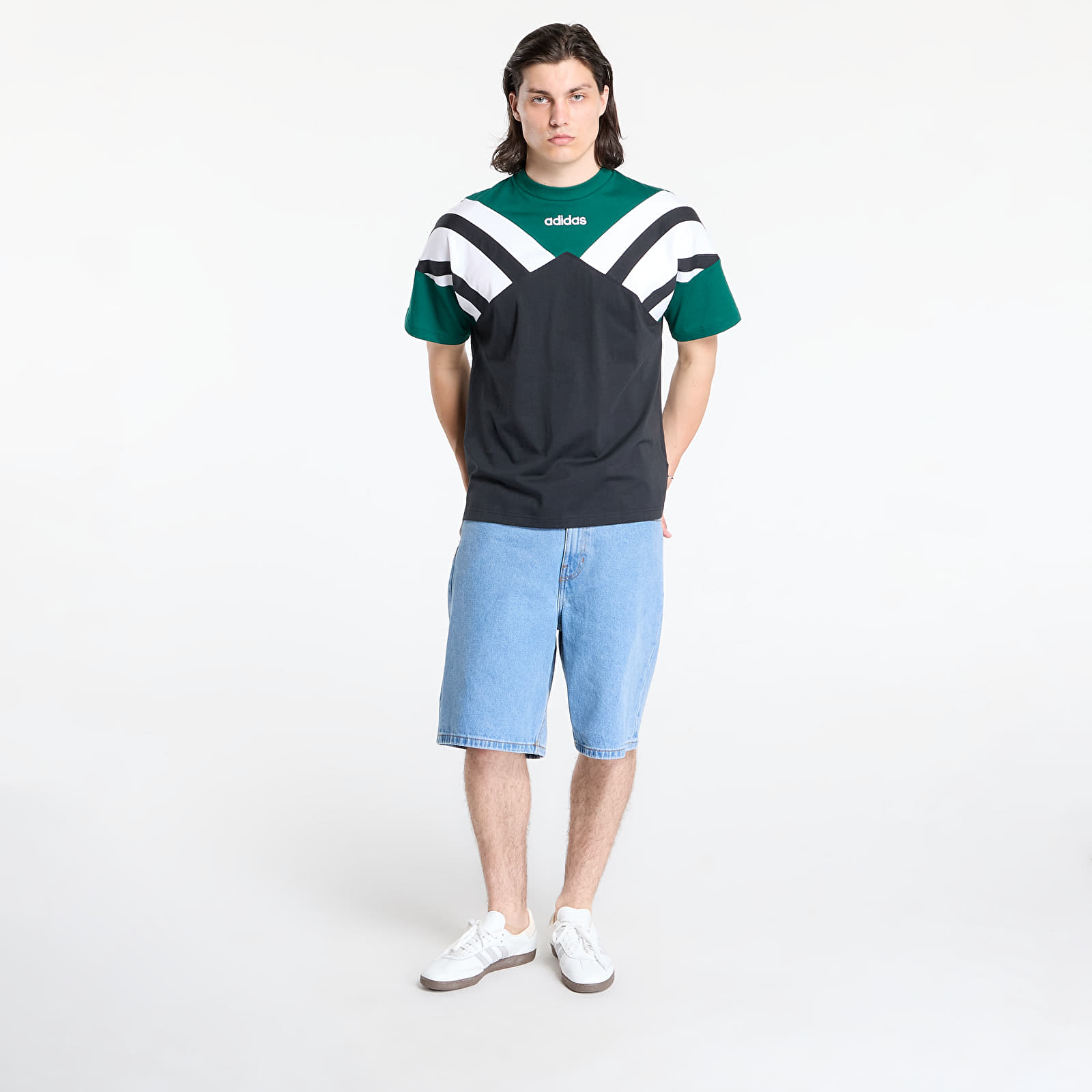 Koszulki męskie adidas Archive Cutline T-Shirt Black/ Collegiate Green
