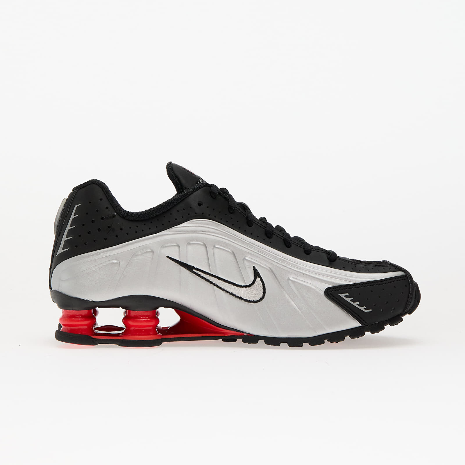 Încălțăminte și sneakerși pentru femei Nike Shox R4 Black/ Mtlc Silver-Lt Crimson