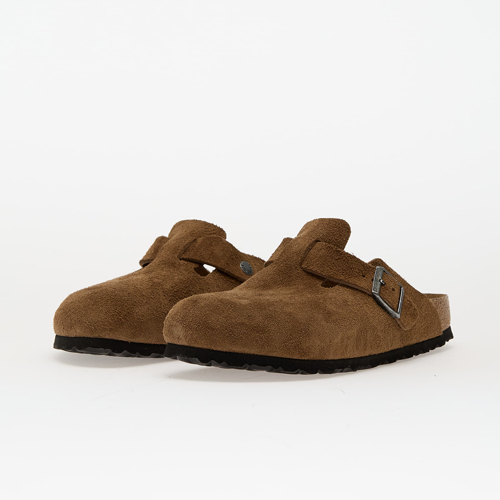Женская обувь Birkenstock Boston Soft Footbed Suede Leather Dark Tea Tonal Fb