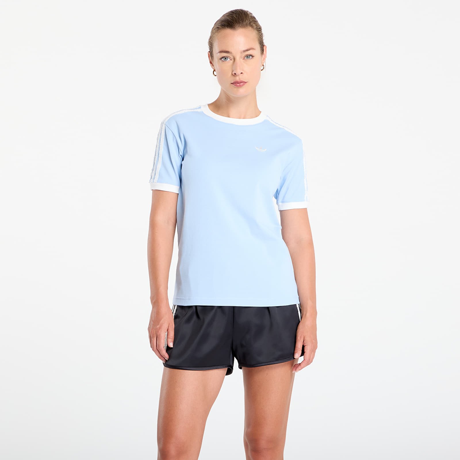 Dámská trička adidas Originals Ruffle 3-Stripes T-Shirt Clear Sky