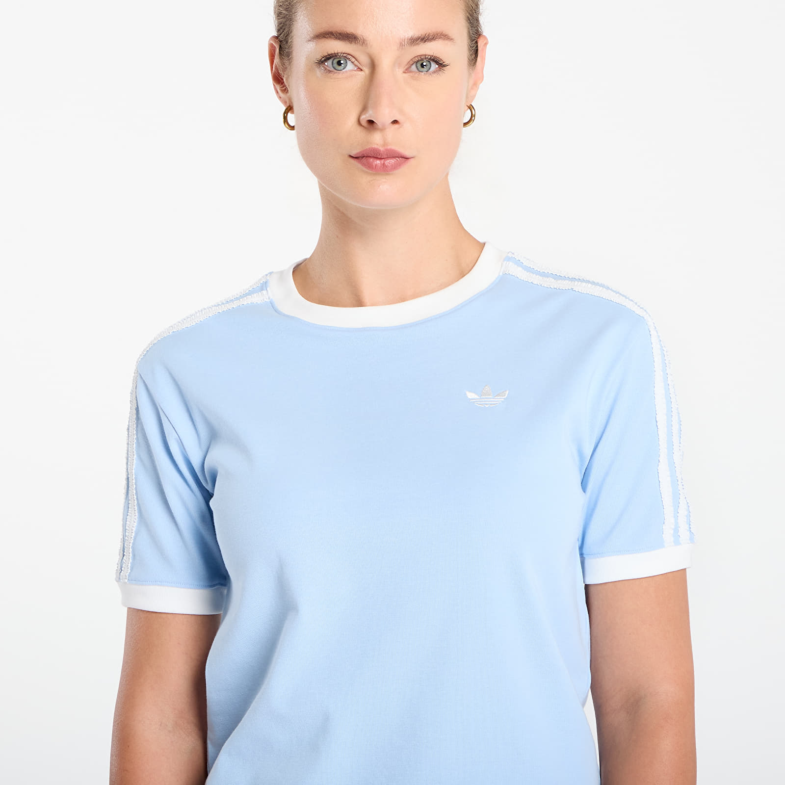 Dámská trička adidas Originals Ruffle 3-Stripes T-Shirt Clear Sky