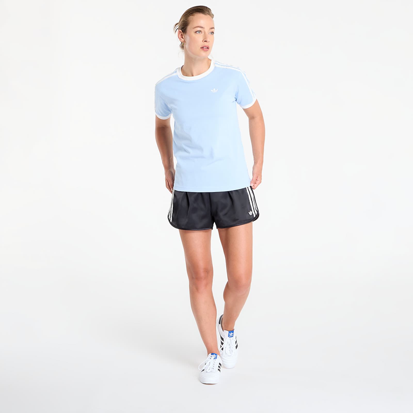 Dámská trička adidas Originals Ruffle 3-Stripes T-Shirt Clear Sky