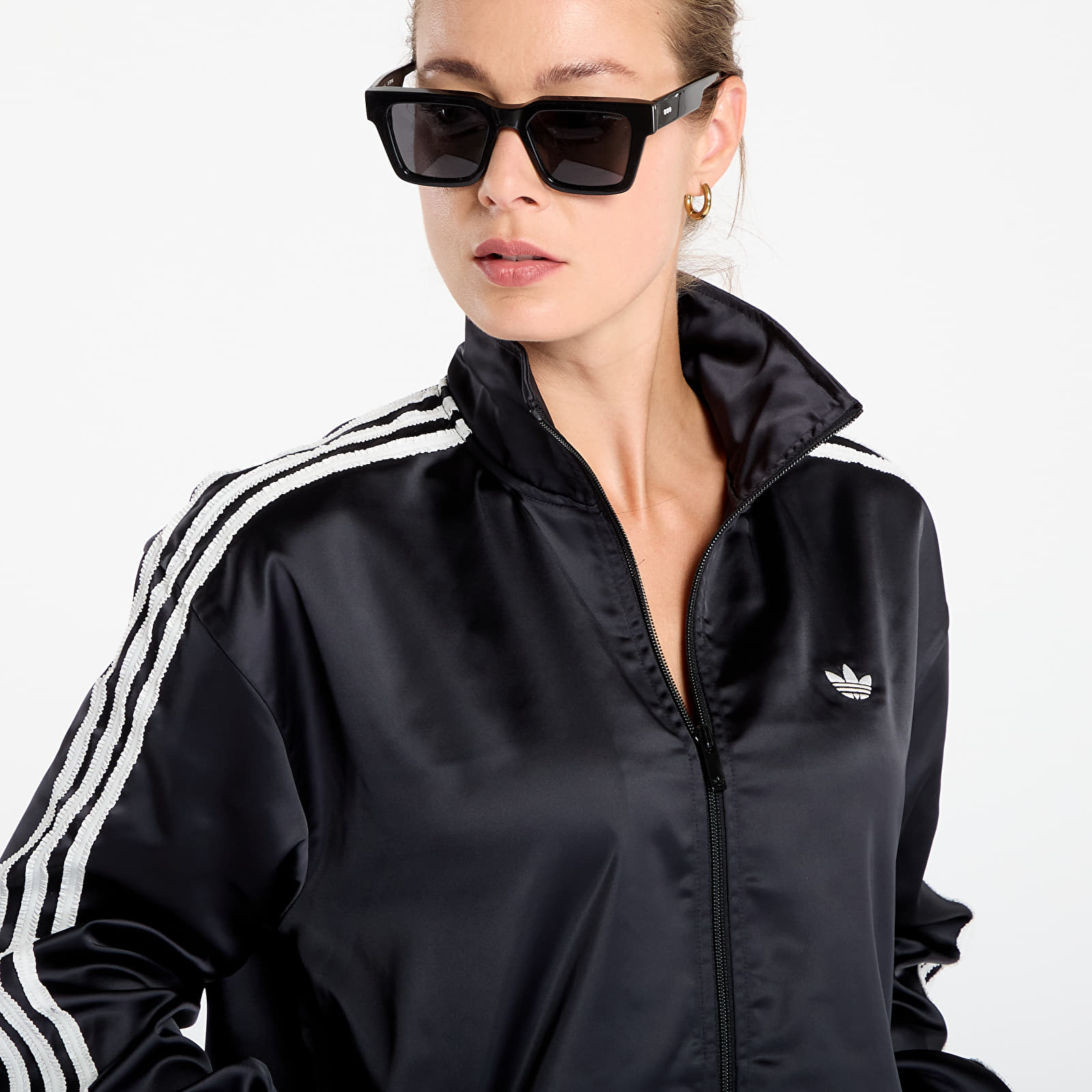 Ženske jakne adidas Originals Satin Firebird Track Top Ruffle 3-Stripes Black