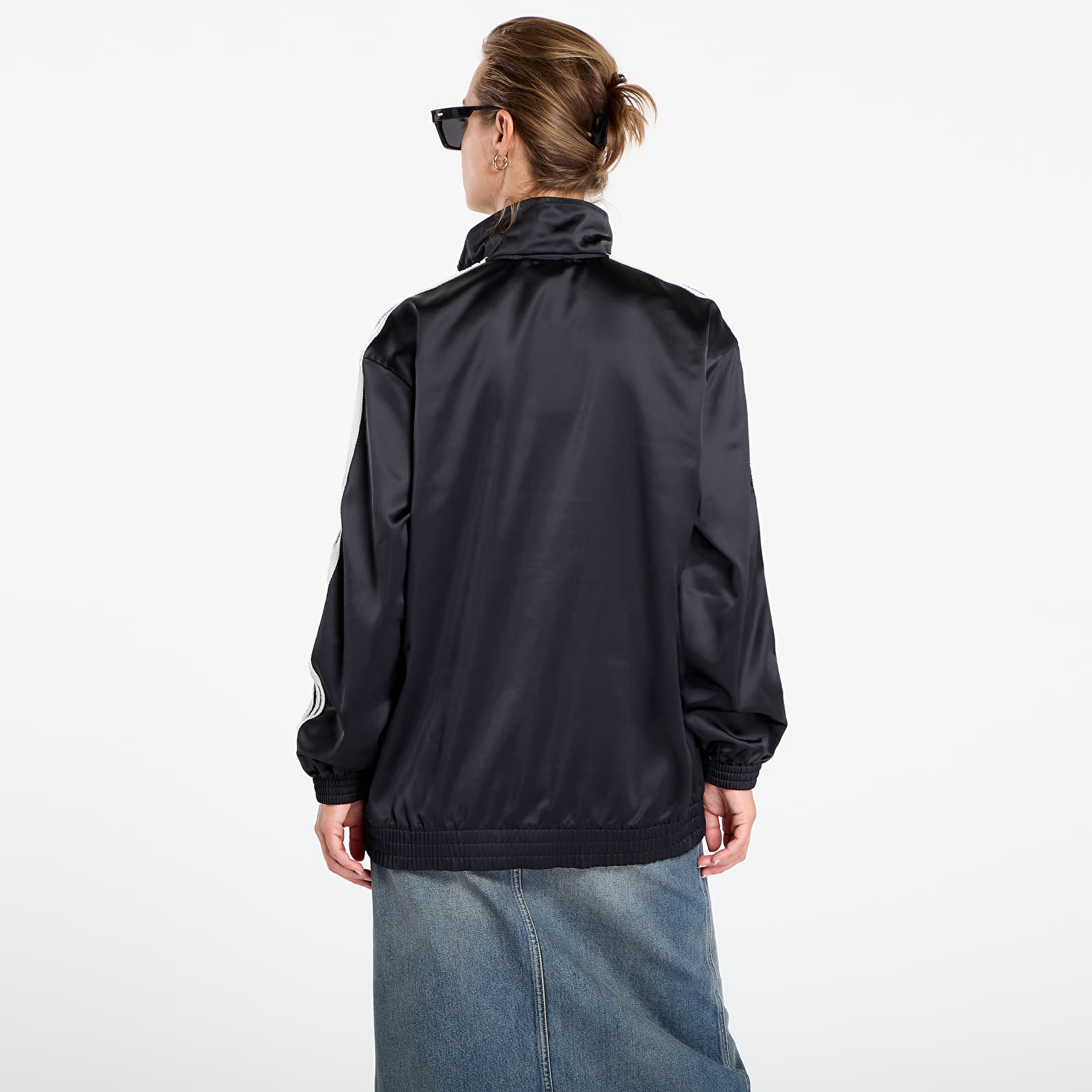 Ženske jakne adidas Originals Satin Firebird Track Top Ruffle 3-Stripes Black