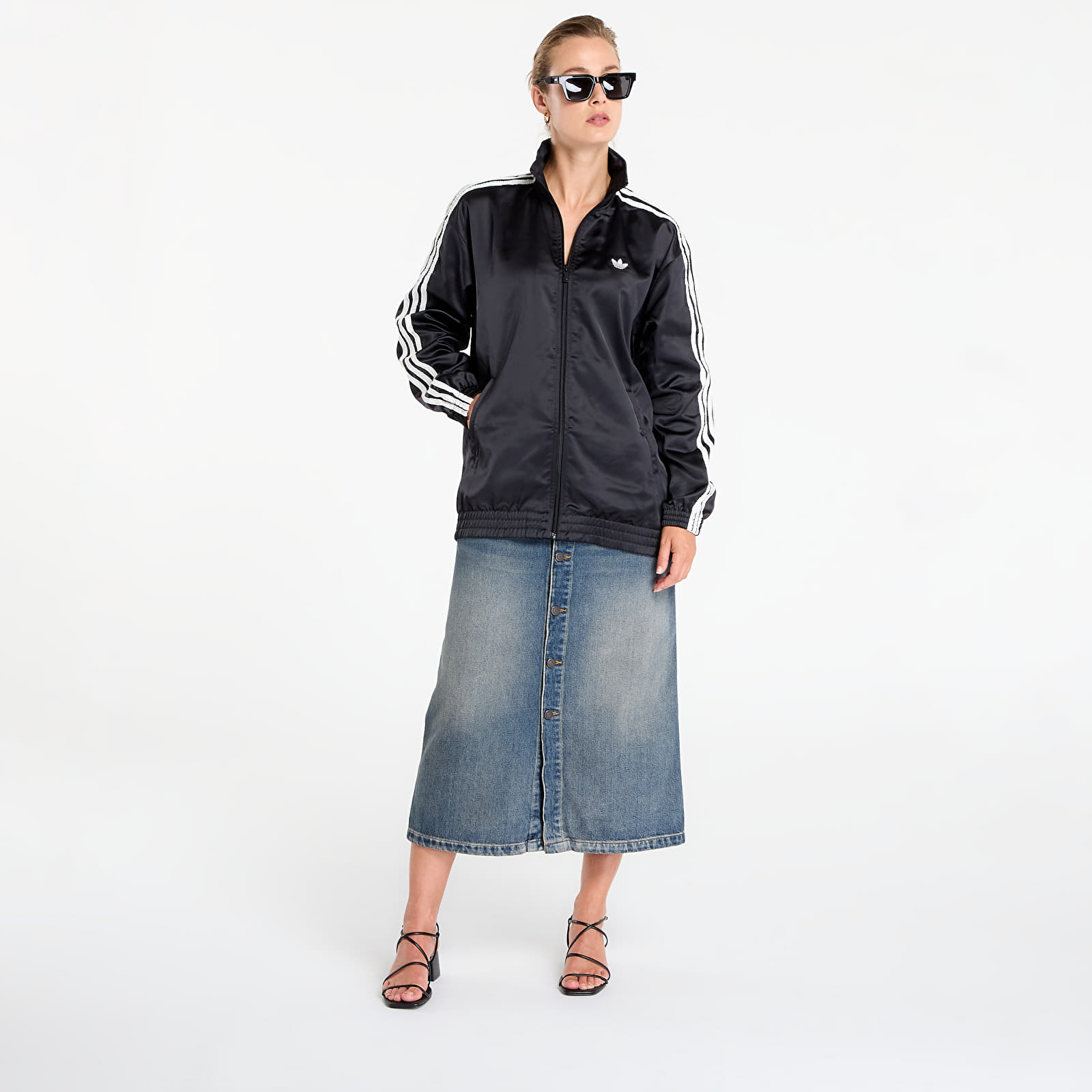 Ženske jakne adidas Originals Satin Firebird Track Top Ruffle 3-Stripes Black