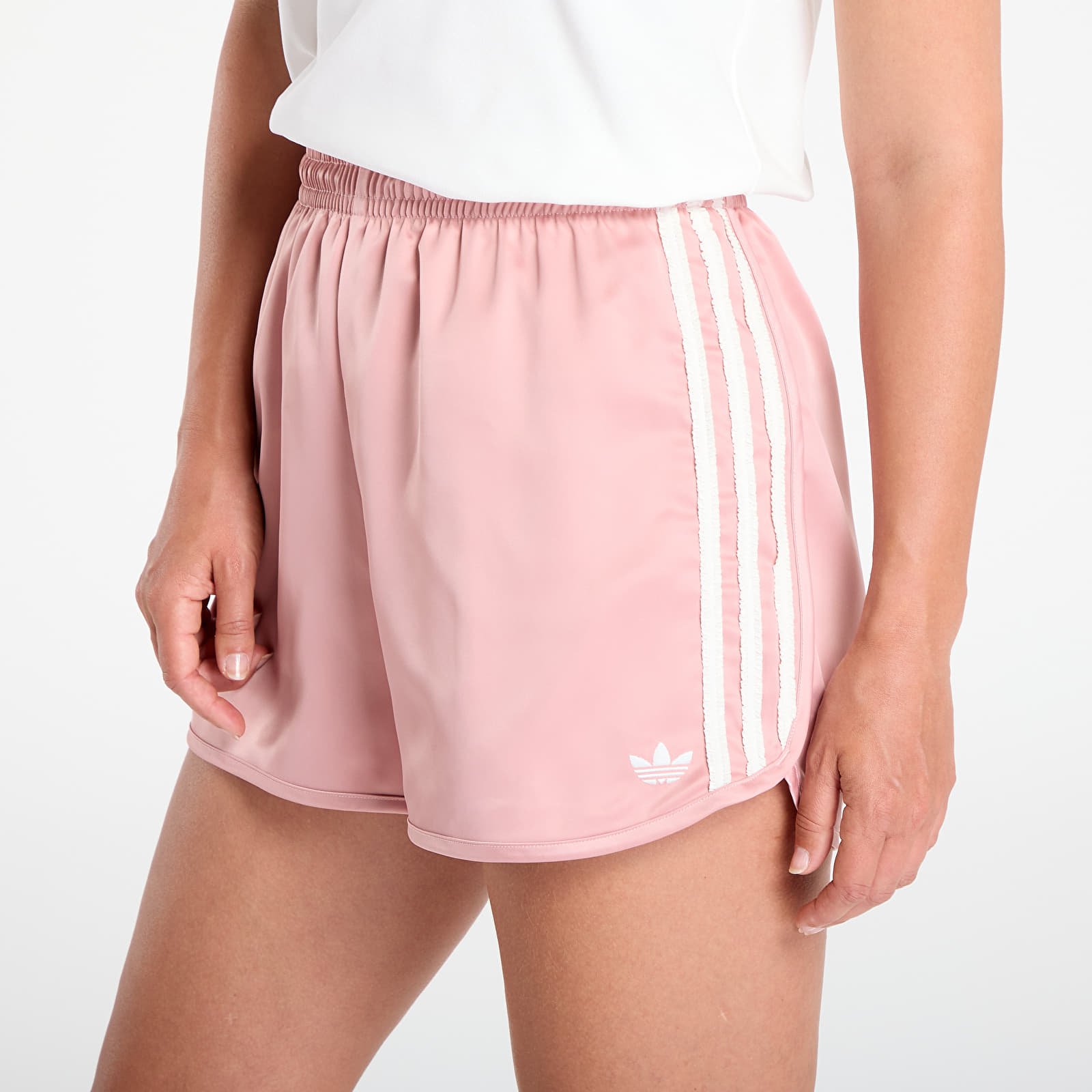 Women's Shorts adidas Originals Satin Shorts Ruffle 3-Stripes Wonder Mauve