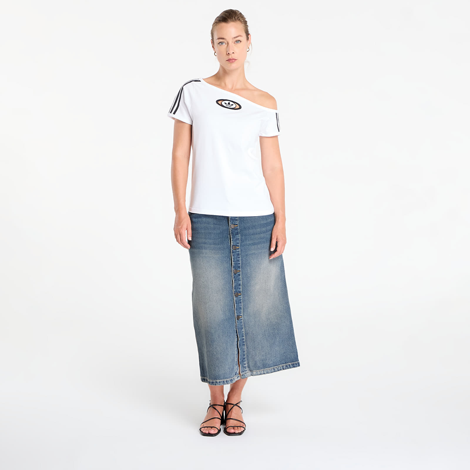 adidas Originals T-shirt adidas Originals Campus 2000 Off Shoulder T-Shirt White XS - 4