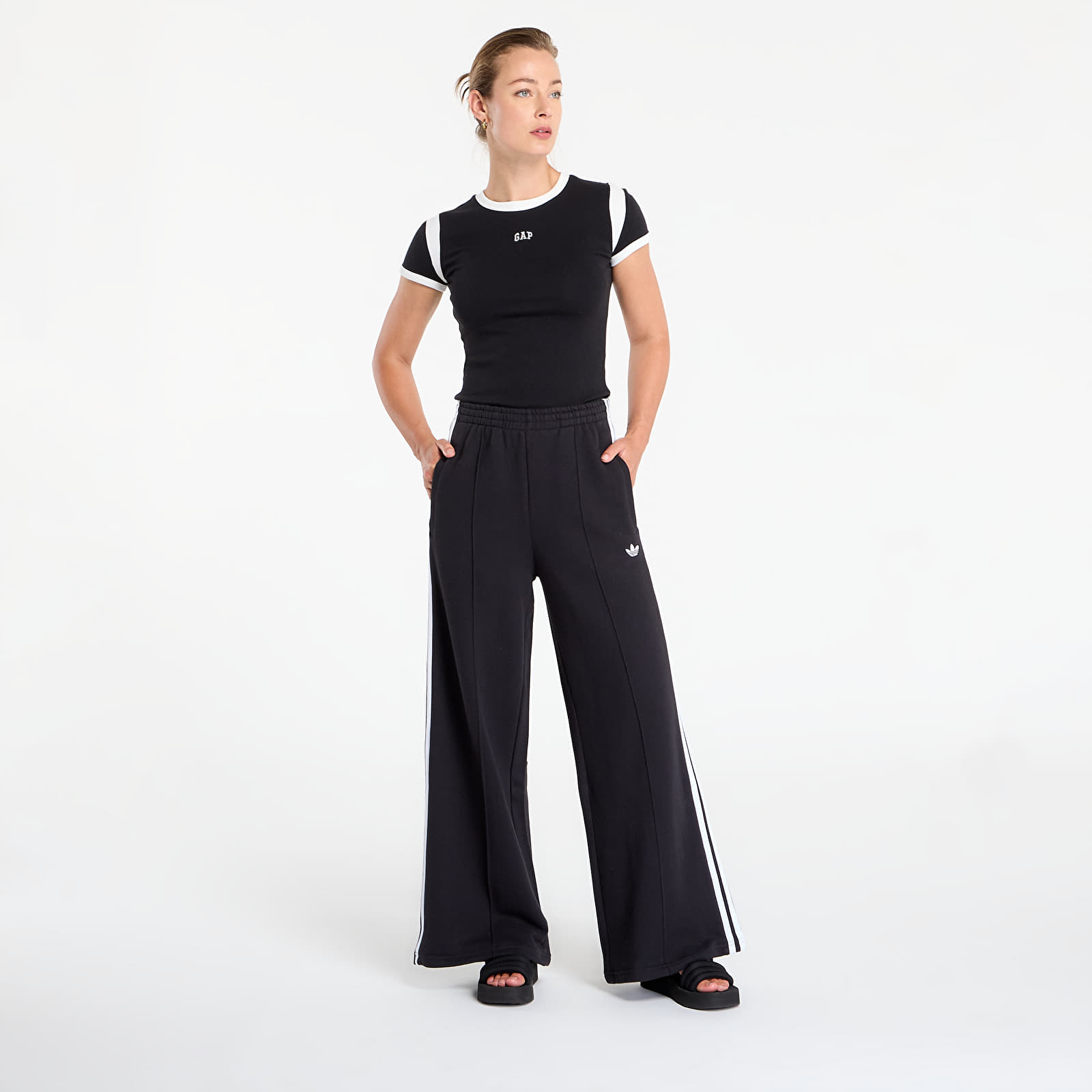 Sweatpants adidas 3S Wide Sweatpt Black/ White