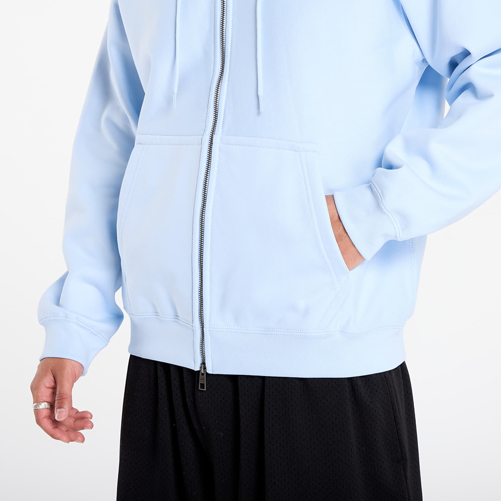 Herren-Sweatshirts Nike Solo Swoosh Men's Full-Zip Fleece Hoodie Celestine Blue/ Celestine Blue/ White