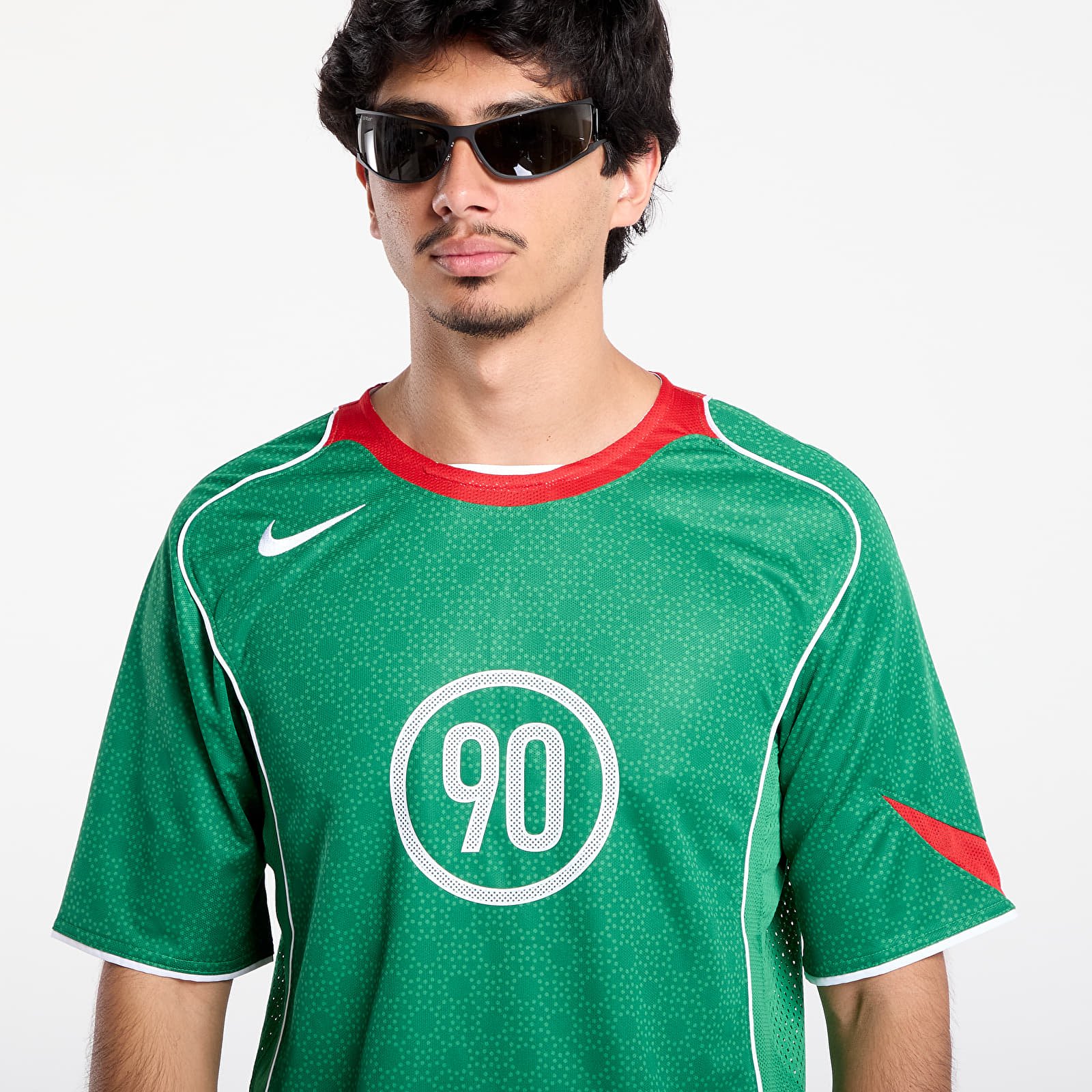 Trikots für Männer Nike Total 90 Men's Dri-FIT Soccer Jersey Classic Green/ Sport Red/ White/ White