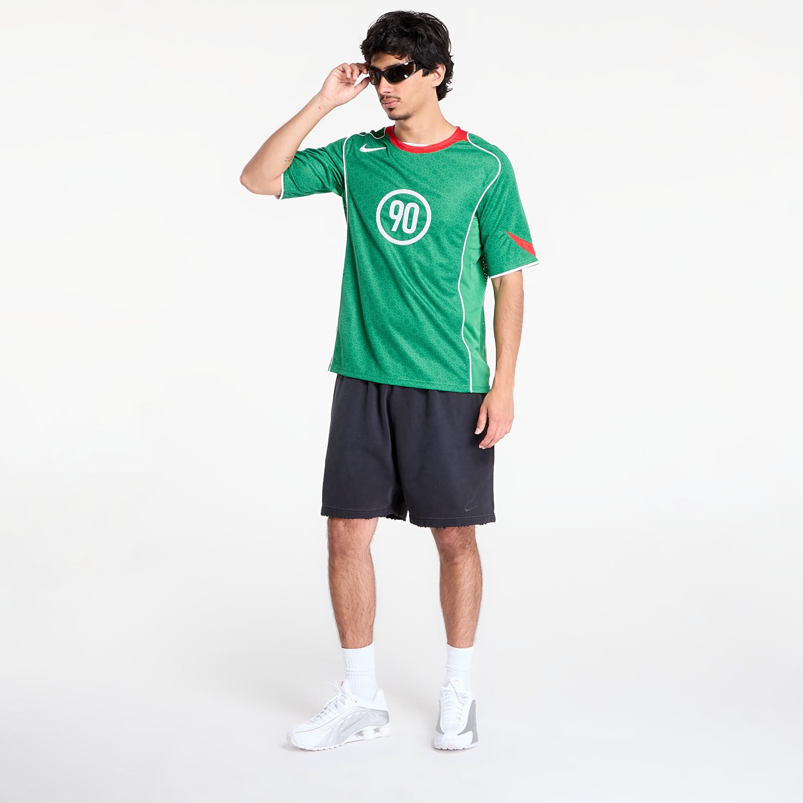 Trikots für Männer Nike Total 90 Men's Dri-FIT Soccer Jersey Classic Green/ Sport Red/ White/ White