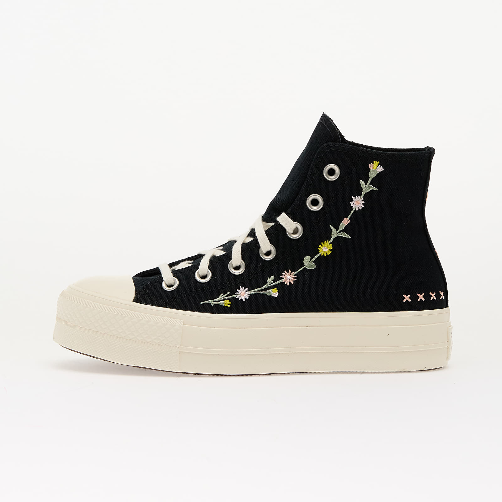 Sneakers und Schuhe für Frauen Converse Chuck Taylor All Star Lift Floral Embroidery Black/ Egret/ Flamingo Fade