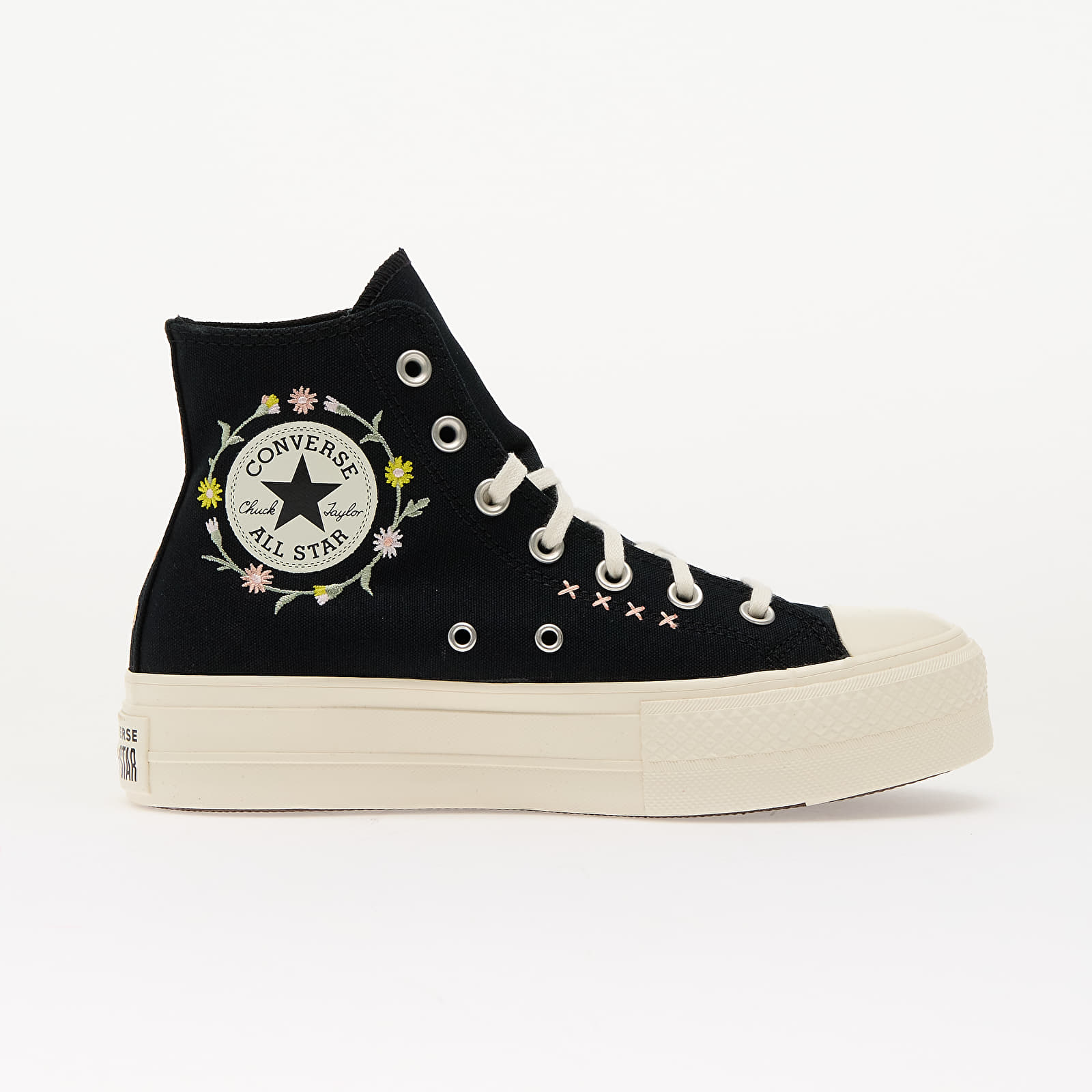 Sneakers und Schuhe für Frauen Converse Chuck Taylor All Star Lift Floral Embroidery Black/ Egret/ Flamingo Fade