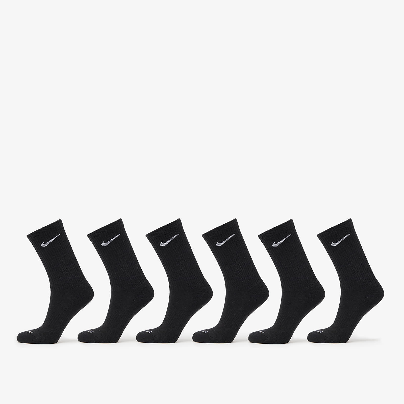 Nike Everyday Plus Cushioned Training Crew Socks (6 Pairs) Black/ White L