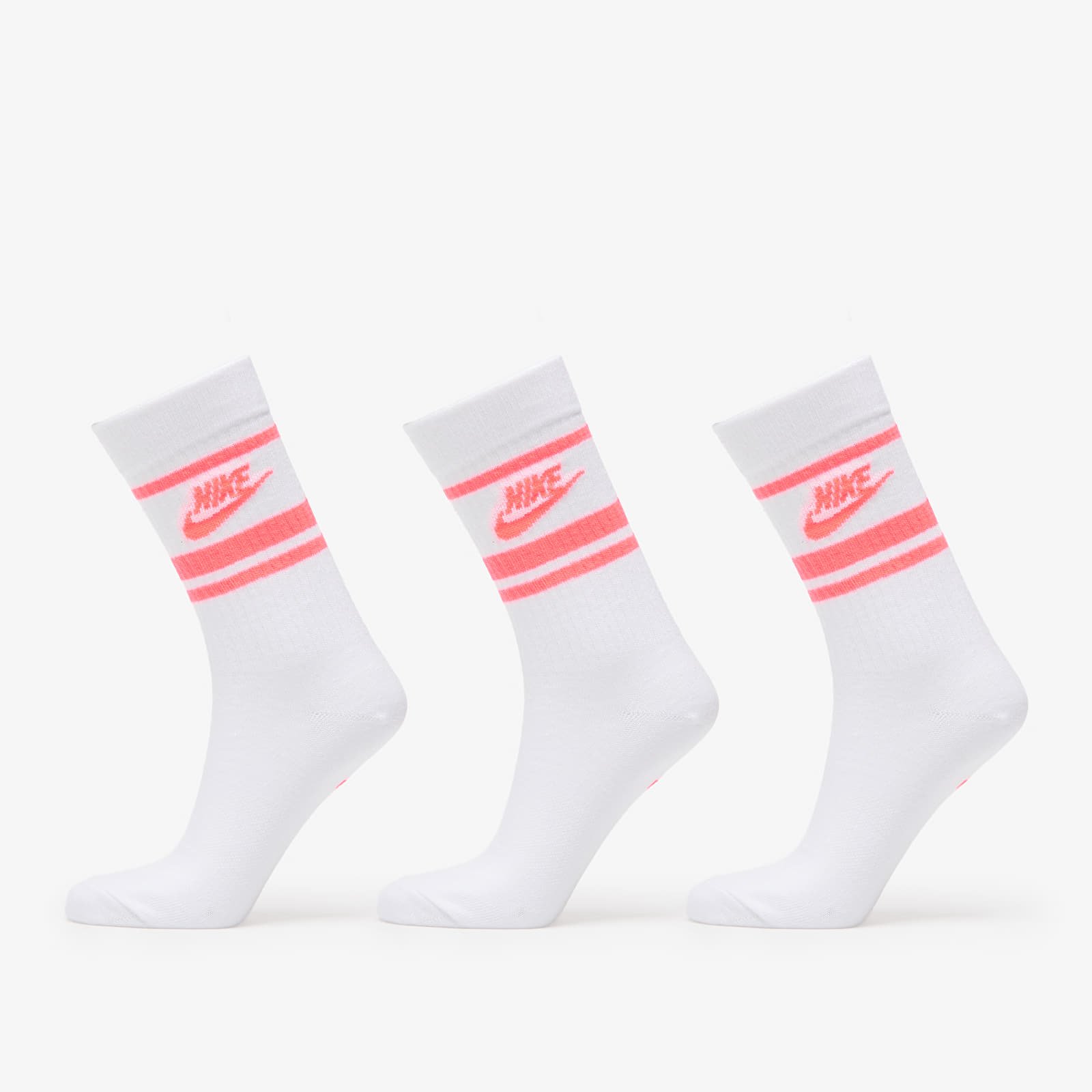 Șosete pentru bărbați Nike Sportswear Dri-FIT Everyday Essential Crew Socks 3-Pack White/ Hot Punch/ Hot Punch