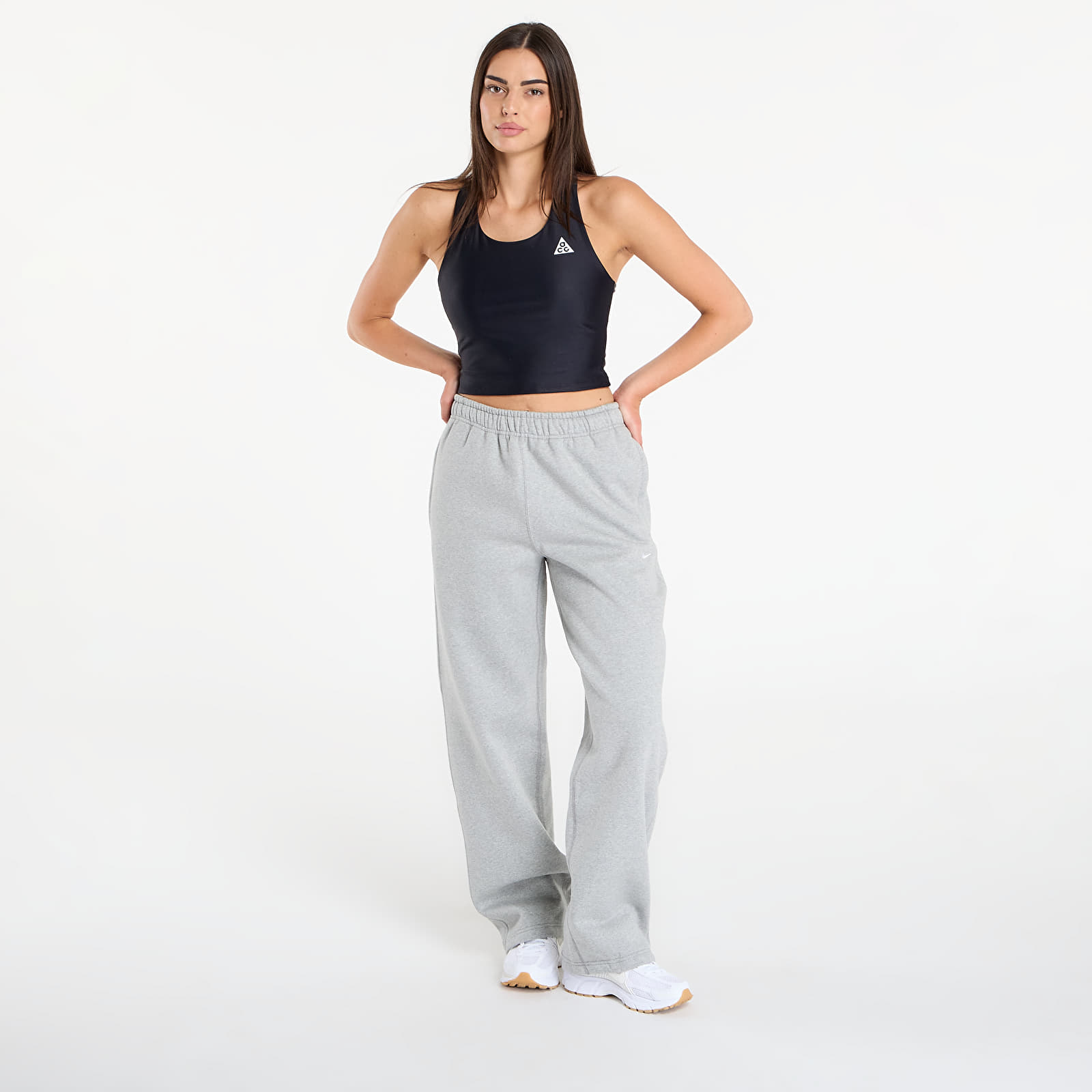 Jogginghosen Nike Solo Swoosh Men's Fleece Open-Hem Pants Dk Grey Heather/ Lt Smoke Grey/ White