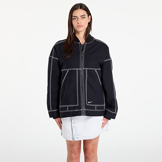 Jacke Nike Sportswear Women's Oversized Graphic Cargo Jacket Black/ Summit White
