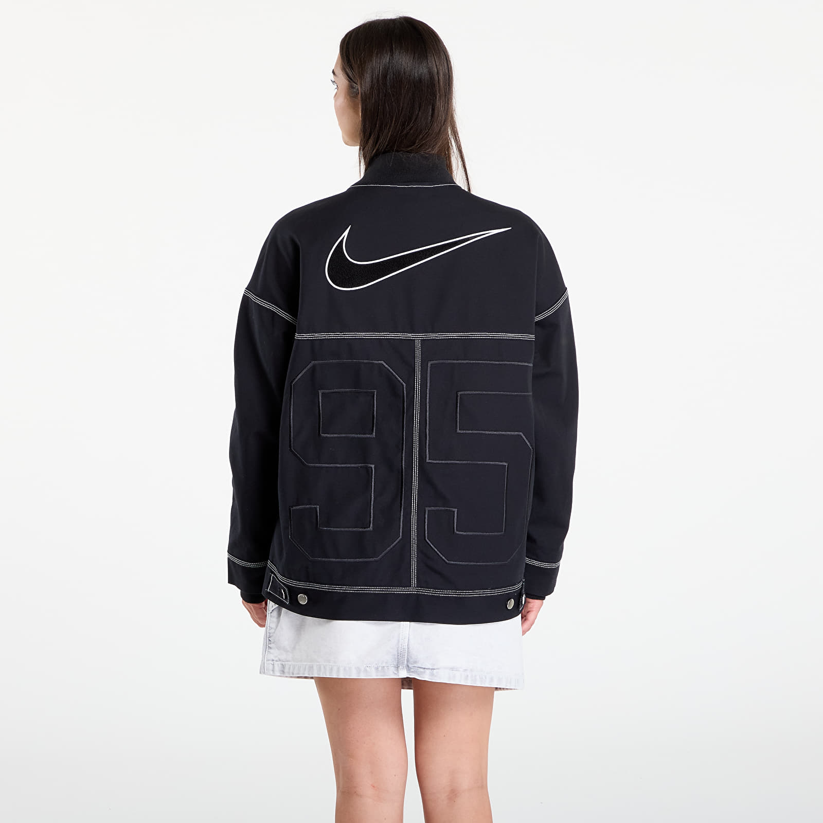 Jacken Nike Sportswear Women's Oversized Graphic Cargo Jacket Black/ Summit White