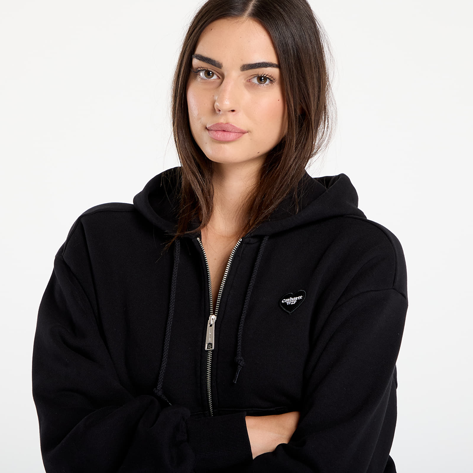 Sweatshirts für Frauen Carhartt WIP W' Hooded Heart II Hartt Jacket Black