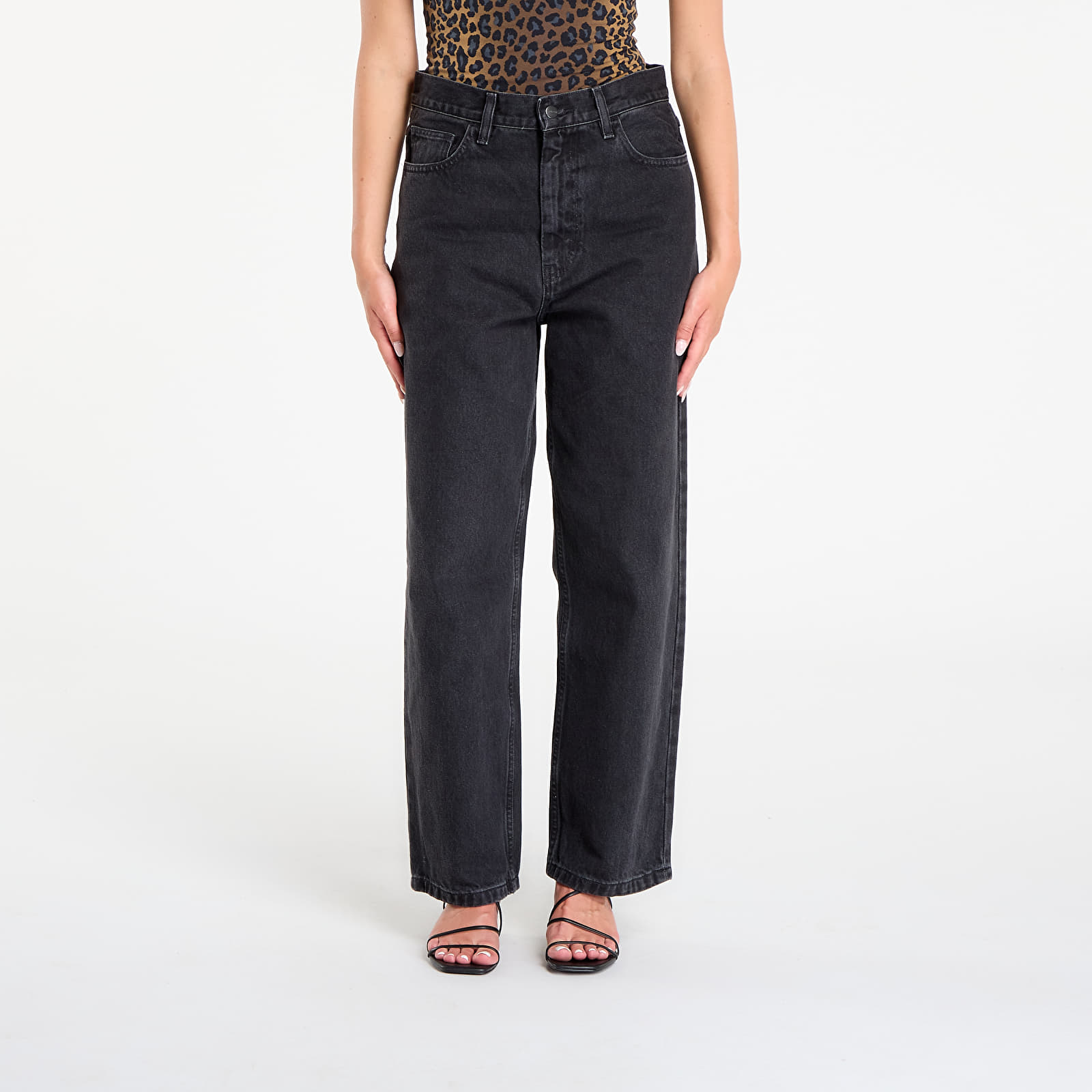 Női farmerek Carhartt WIP W' Brandon Pant Black Stone Washed