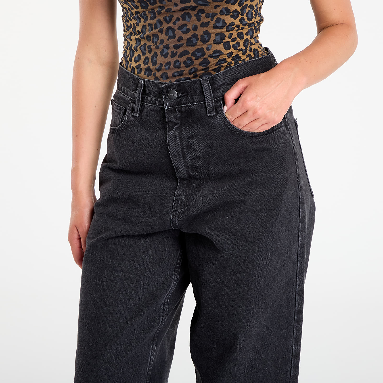 Női farmerek Carhartt WIP W' Brandon Pant Black Stone Washed