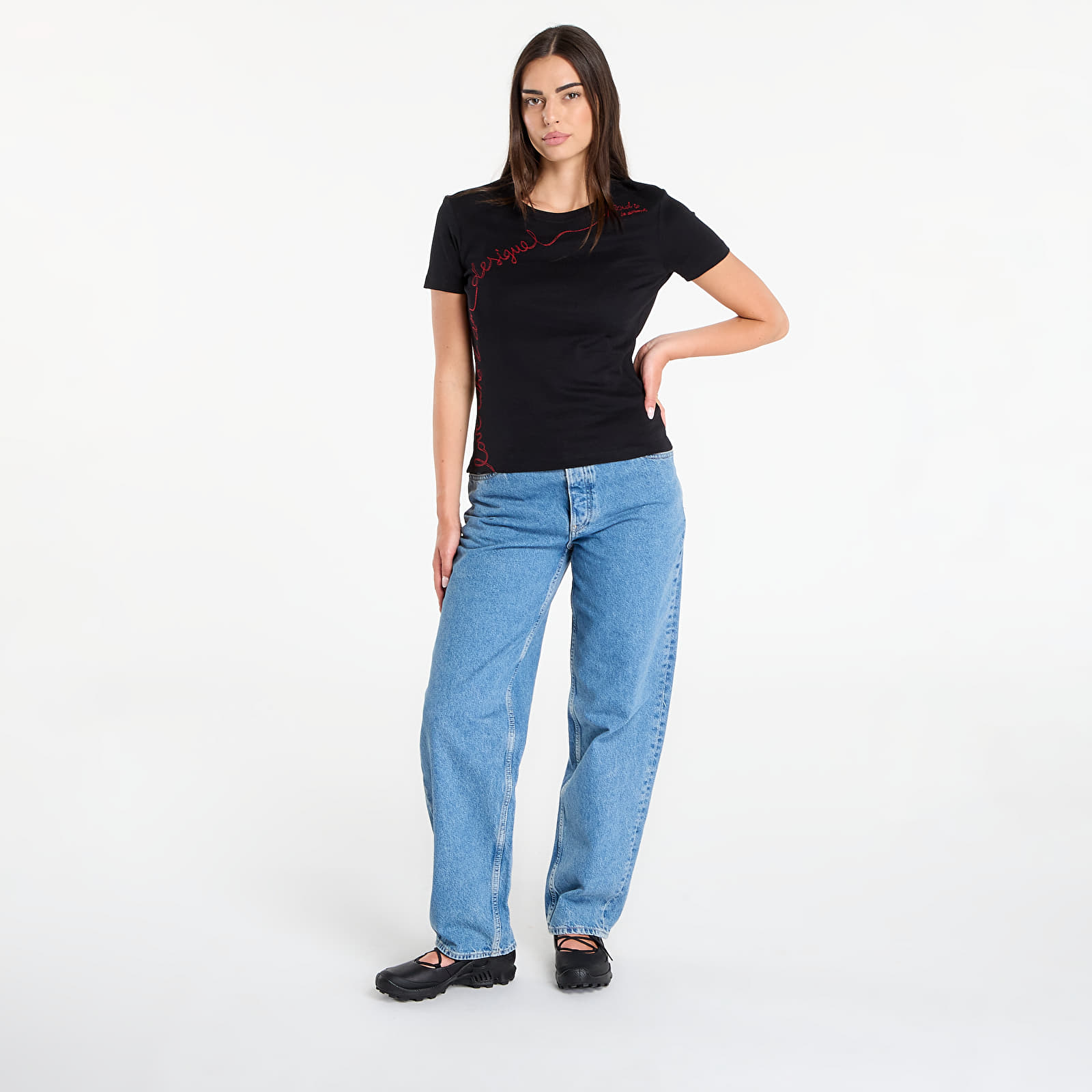 T-Shirts Frau Desigual T-Shirt With Embroidered Lettering Black