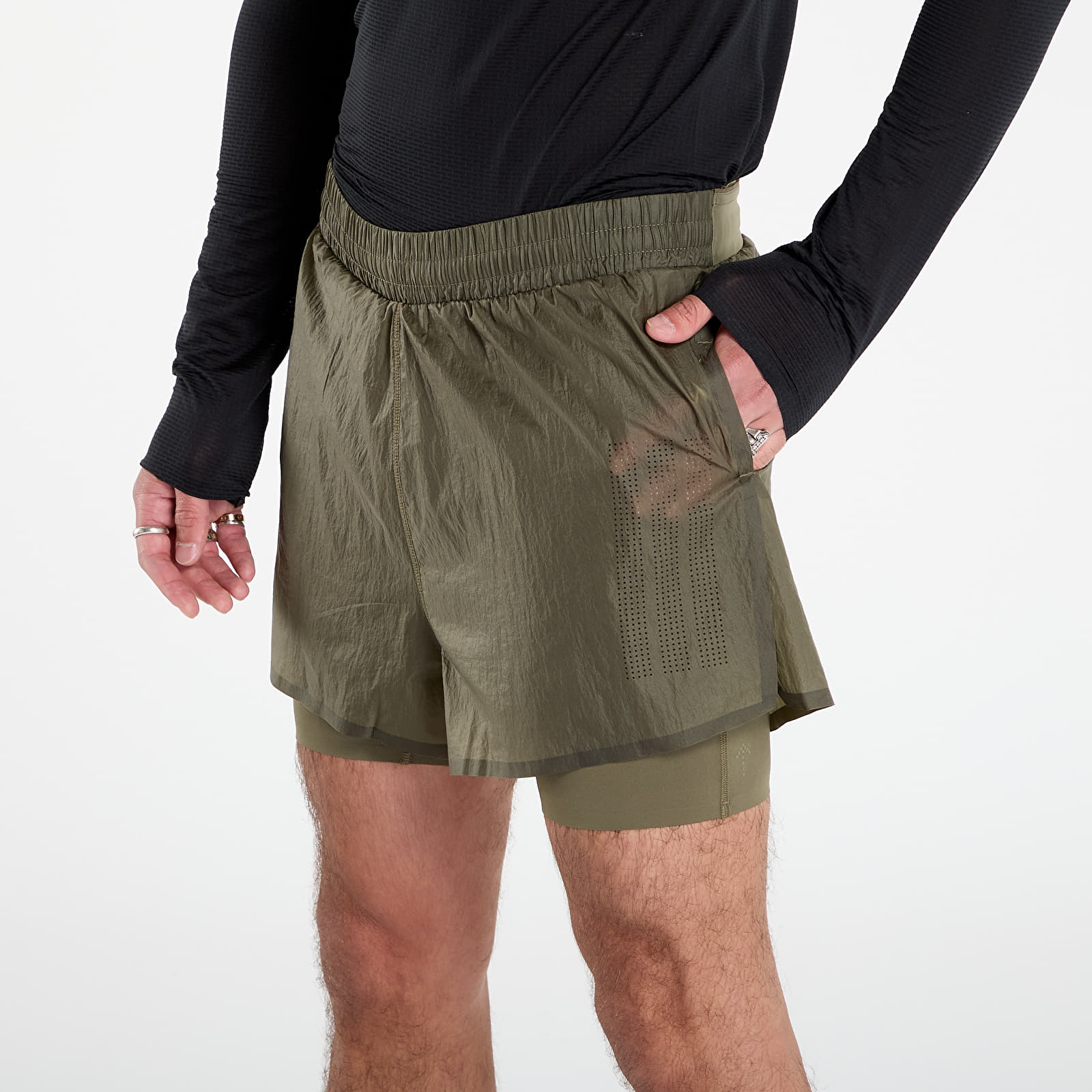 Férfi sortok adidas Adi365 H.Koumori Running 2-In-1 Shorts Olive Strata