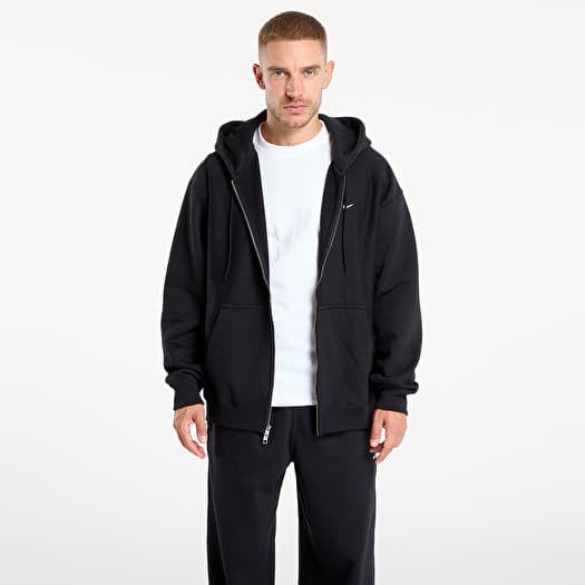 Nike Solo Swoosh Men's Full-Zip Fleece Hoodie Black/ Black/ White