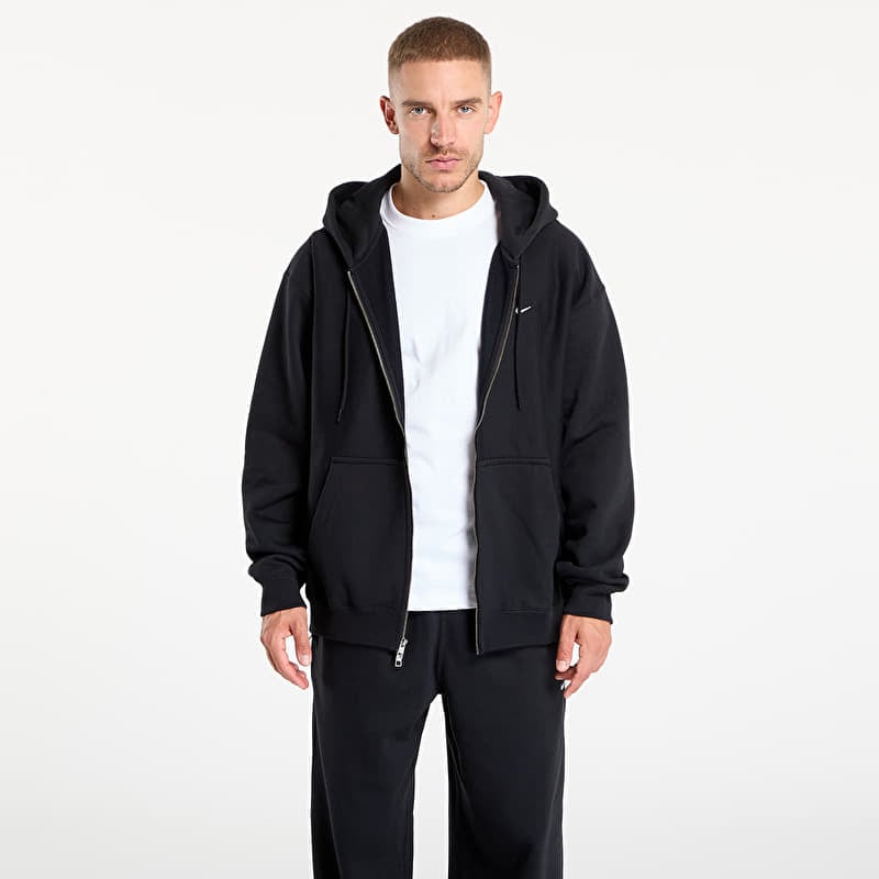 Sweatshirt Nike Solo Swoosh Men's Full-Zip Fleece Hoodie Black/ Black/ White