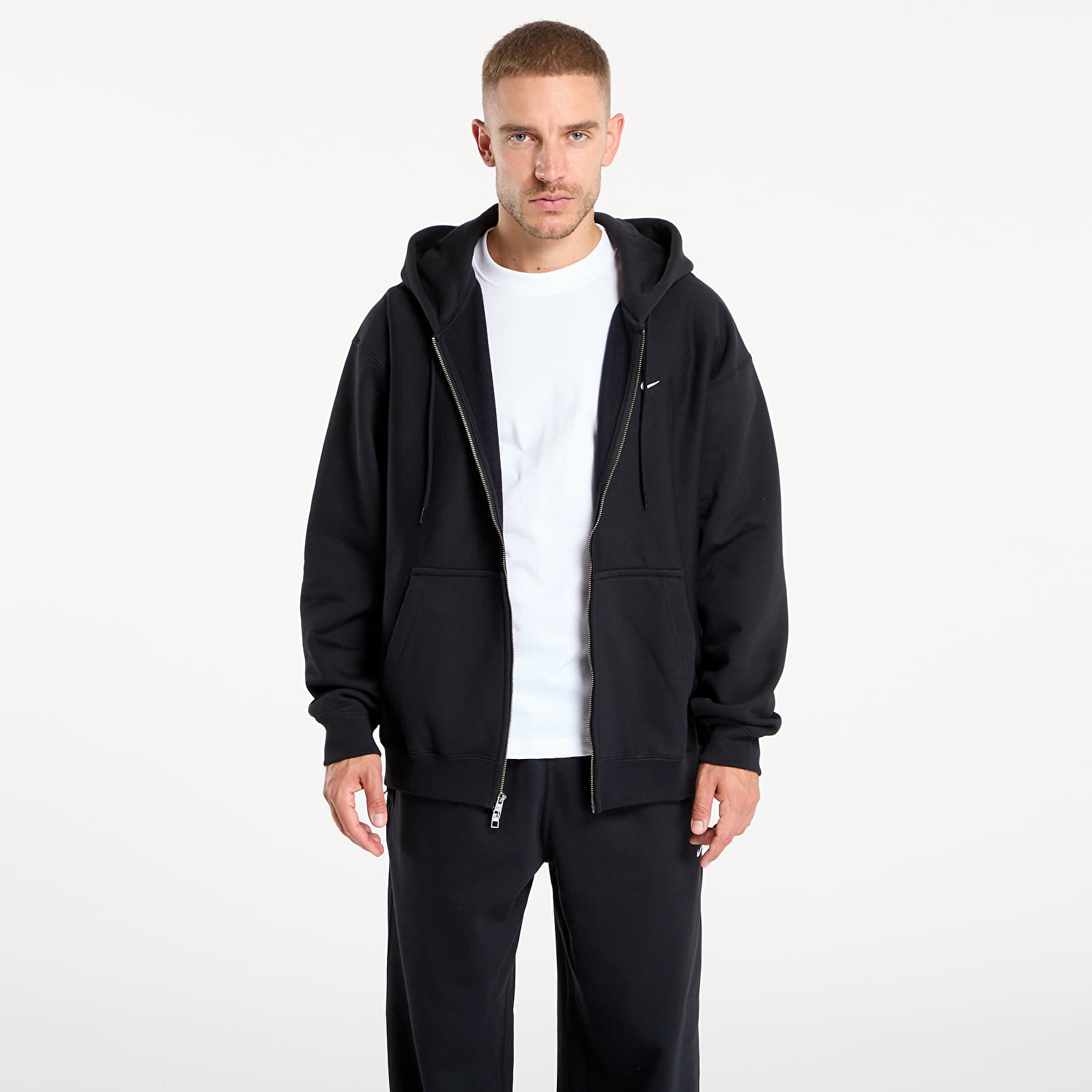 Kapucnis pulóverek és pulcsik Nike Solo Swoosh Men's Full-Zip Fleece Hoodie Black/ Black/ White