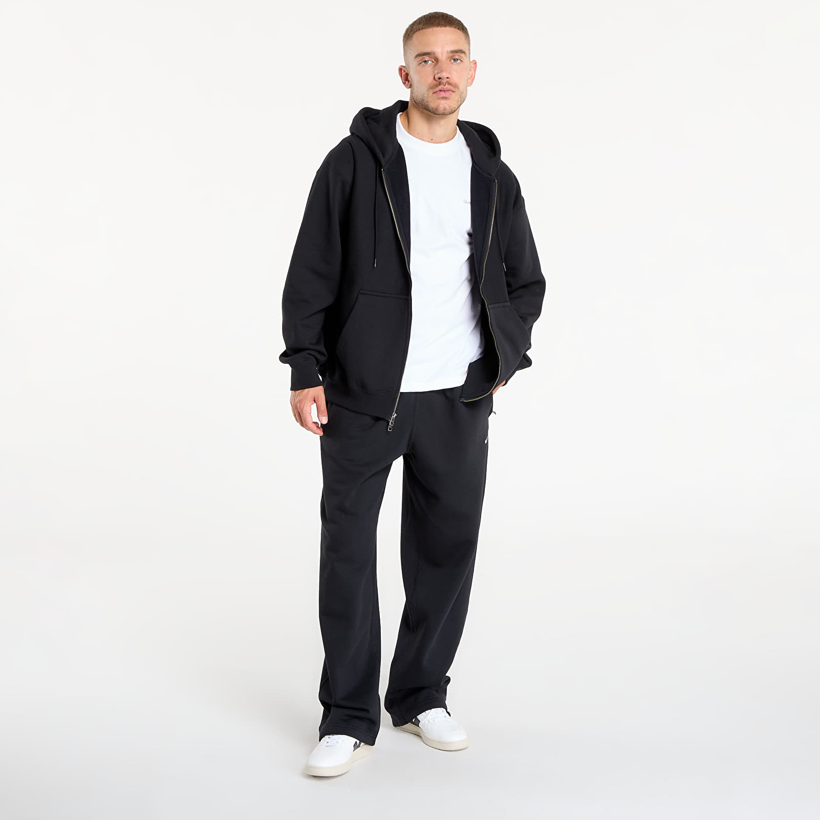 Kapucnis pulóverek és pulcsik Nike Solo Swoosh Men's Full-Zip Fleece Hoodie Black/ Black/ White
