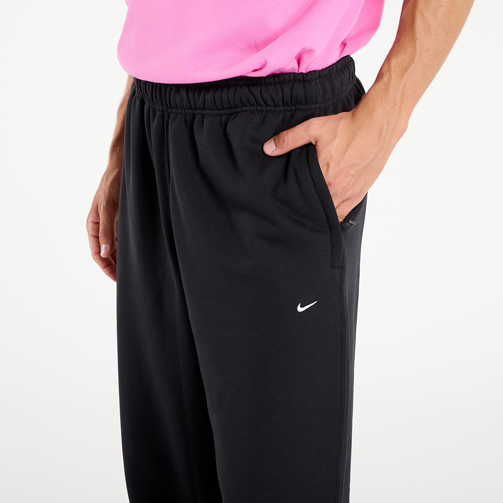 Jogginghosen Nike Solo Swoosh Men's Fleece Open-Hem Pants Black/ Black/ White