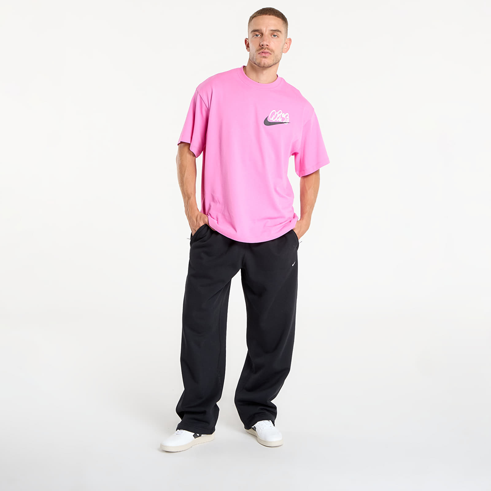 Jogginghosen Nike Solo Swoosh Men's Fleece Open-Hem Pants Black/ Black/ White