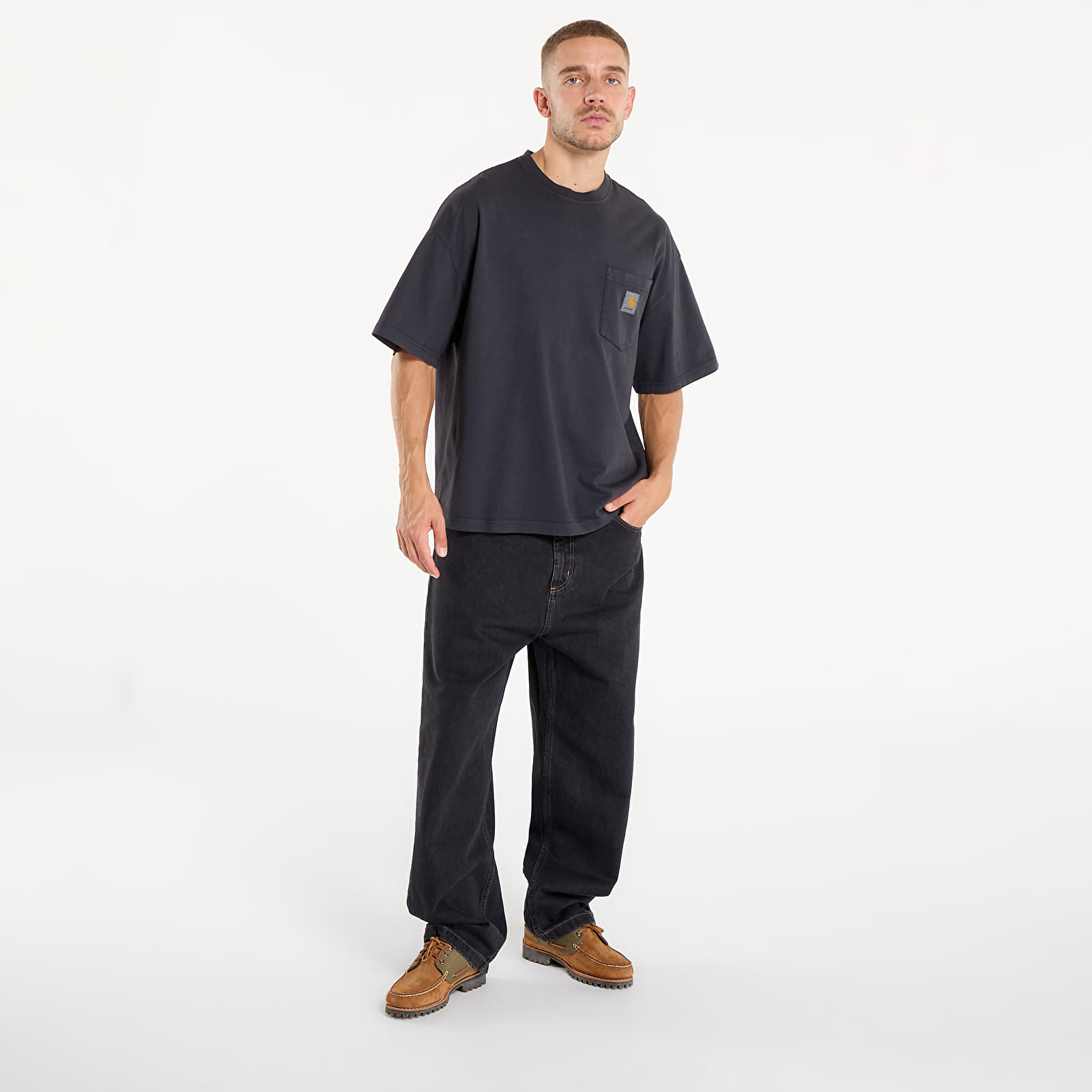 T-Shirts Männer Carhartt WIP S/S Hudson Pocket T-Shirt Black Chalk Wash
