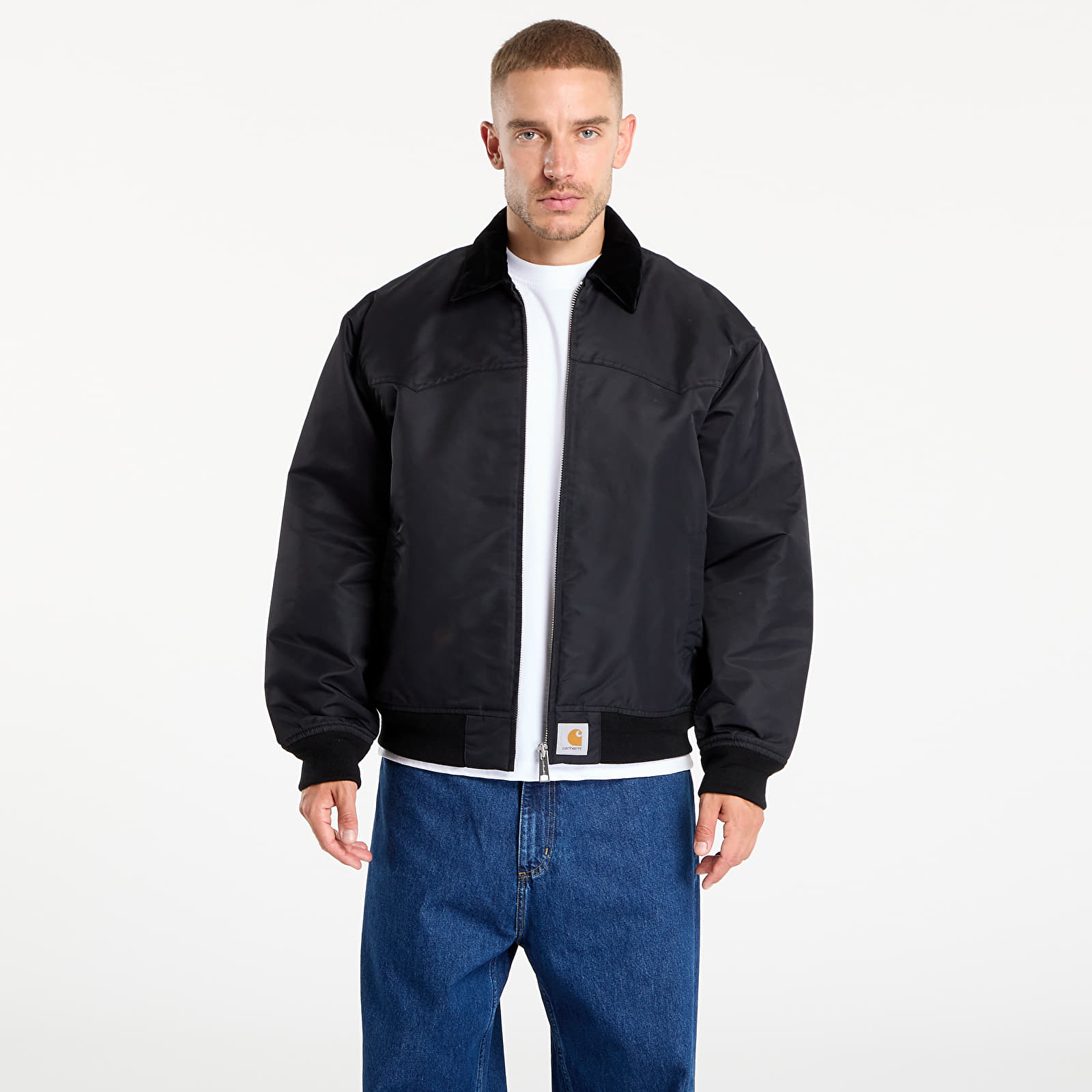 Herrenjacken Carhartt WIP Santa Fe Alumni Jacket Black/ Scarlet